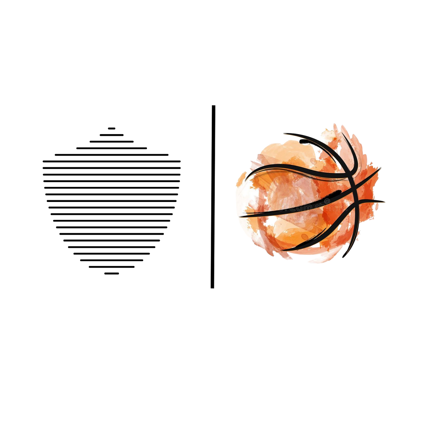 Men's basketball tee, white. S+F custom logo design, bball art I.
