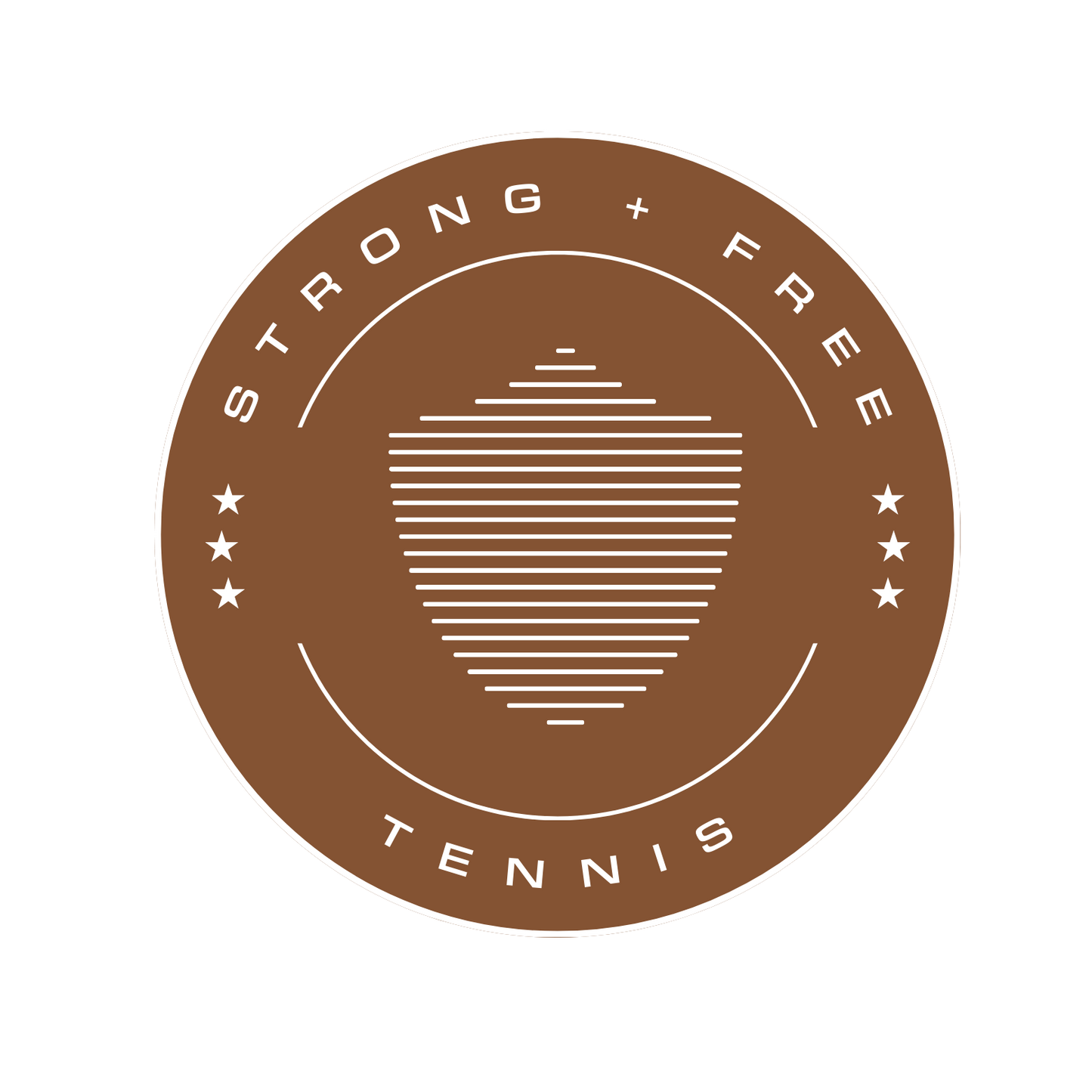 Tennis tee, various colors. S+F signature shield logo design, reverse brown crest.