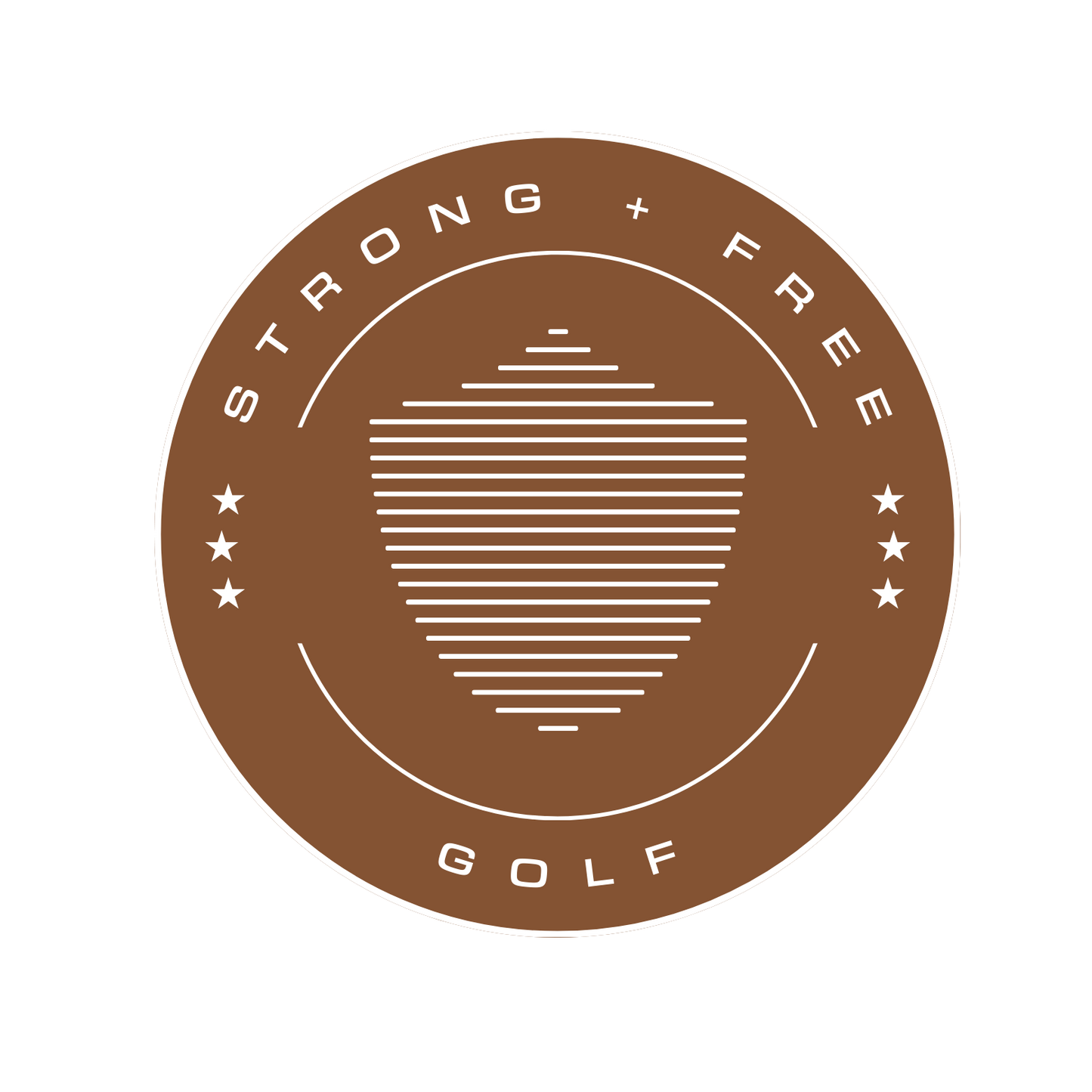 Men's golf tee, various colors. S+F signature shield logo design, reverse brown crest.