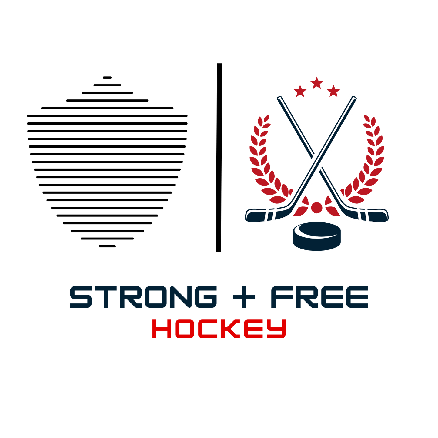 Hockey tee, white. S+F custom hockey logo design, crest logo.