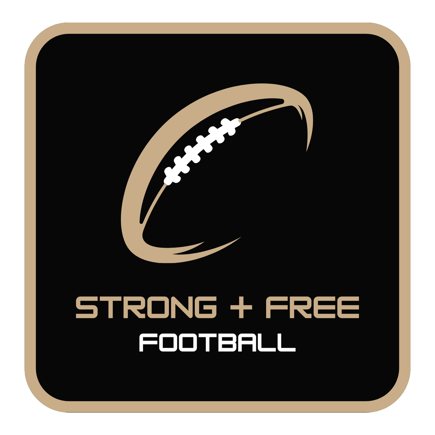 Men's football tee, various colors. S+F signature football logo design, reverse black icon.