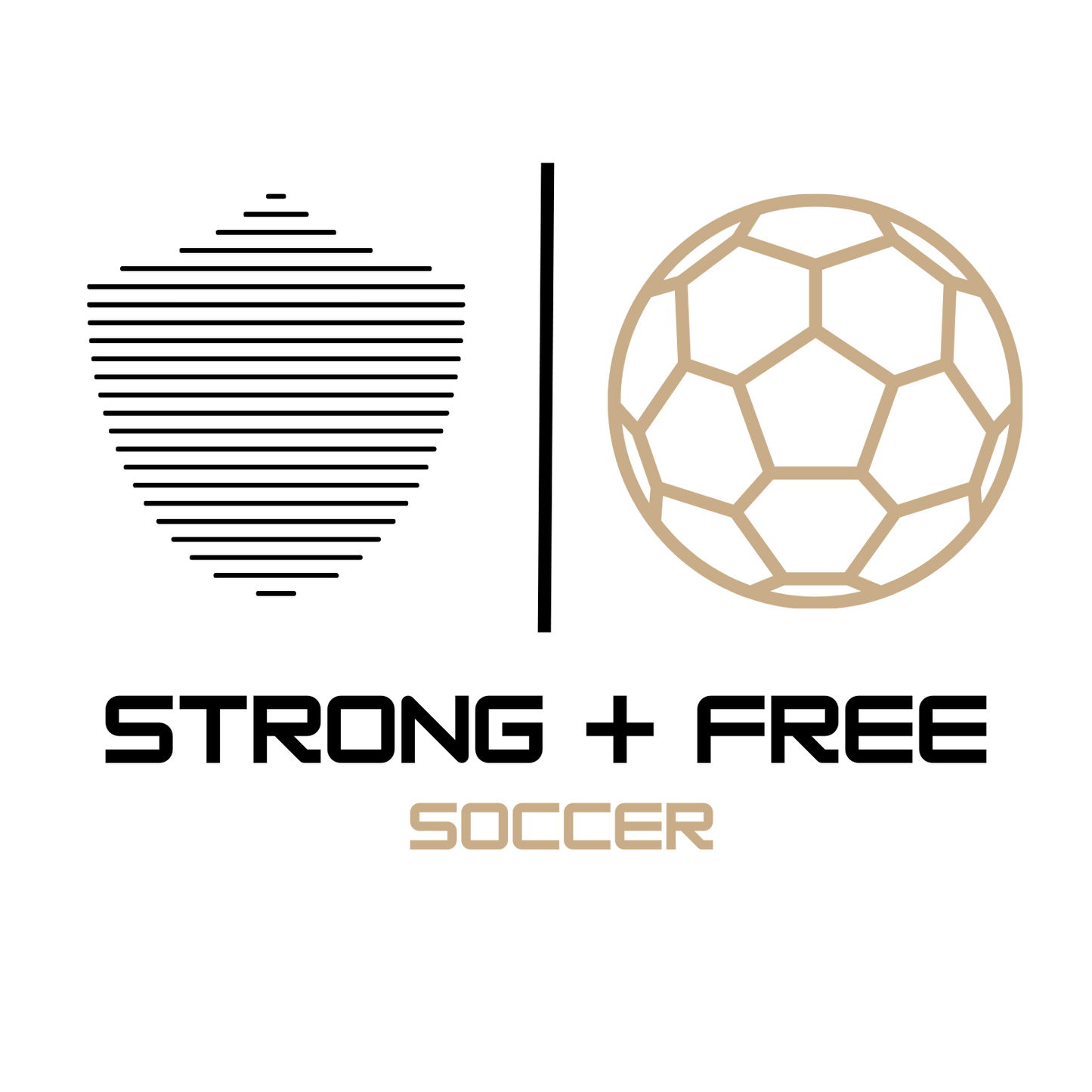 Soccer tee, white. S+F signature soccer logo design III.