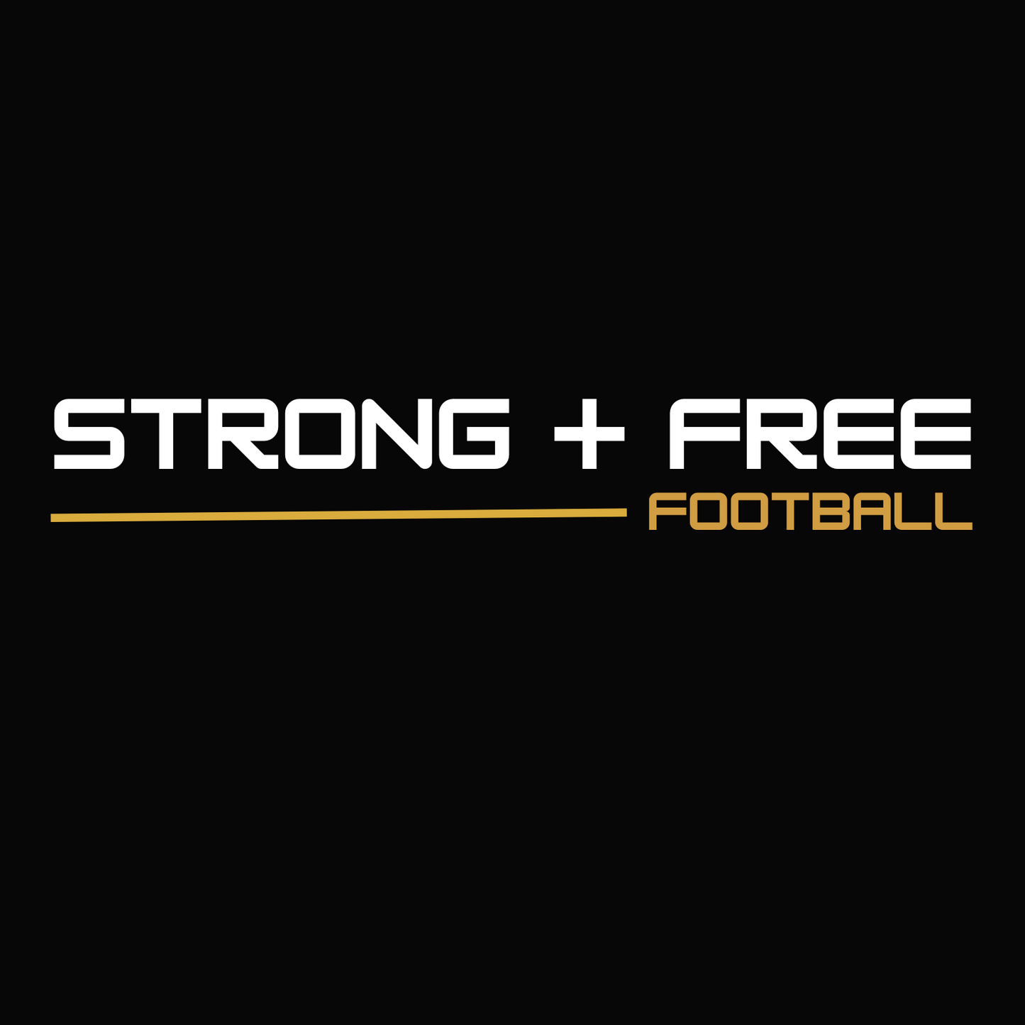 Men's football tee, black. S+F signature wordmark logo design I.