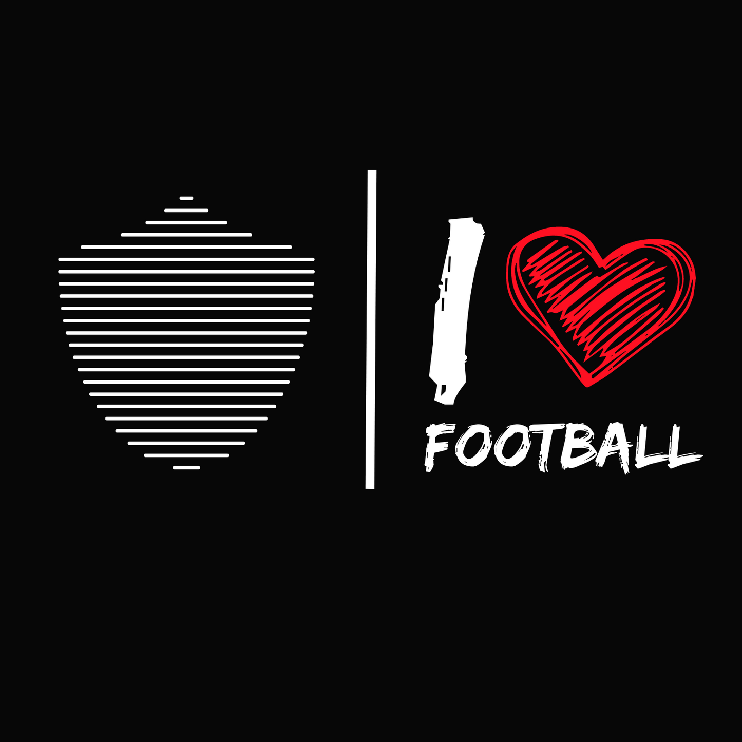Men's football tee, black. S+F custom logo design, football love III.