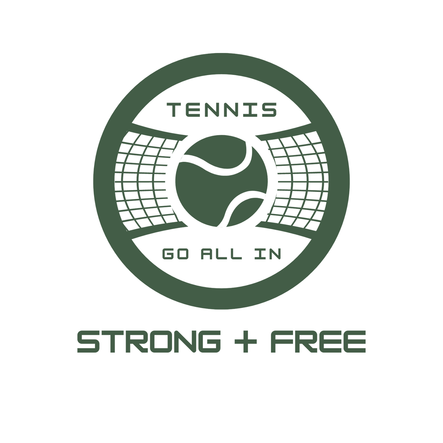 Tennis tee, white. S+F custom tennis logo design, tennis crest.