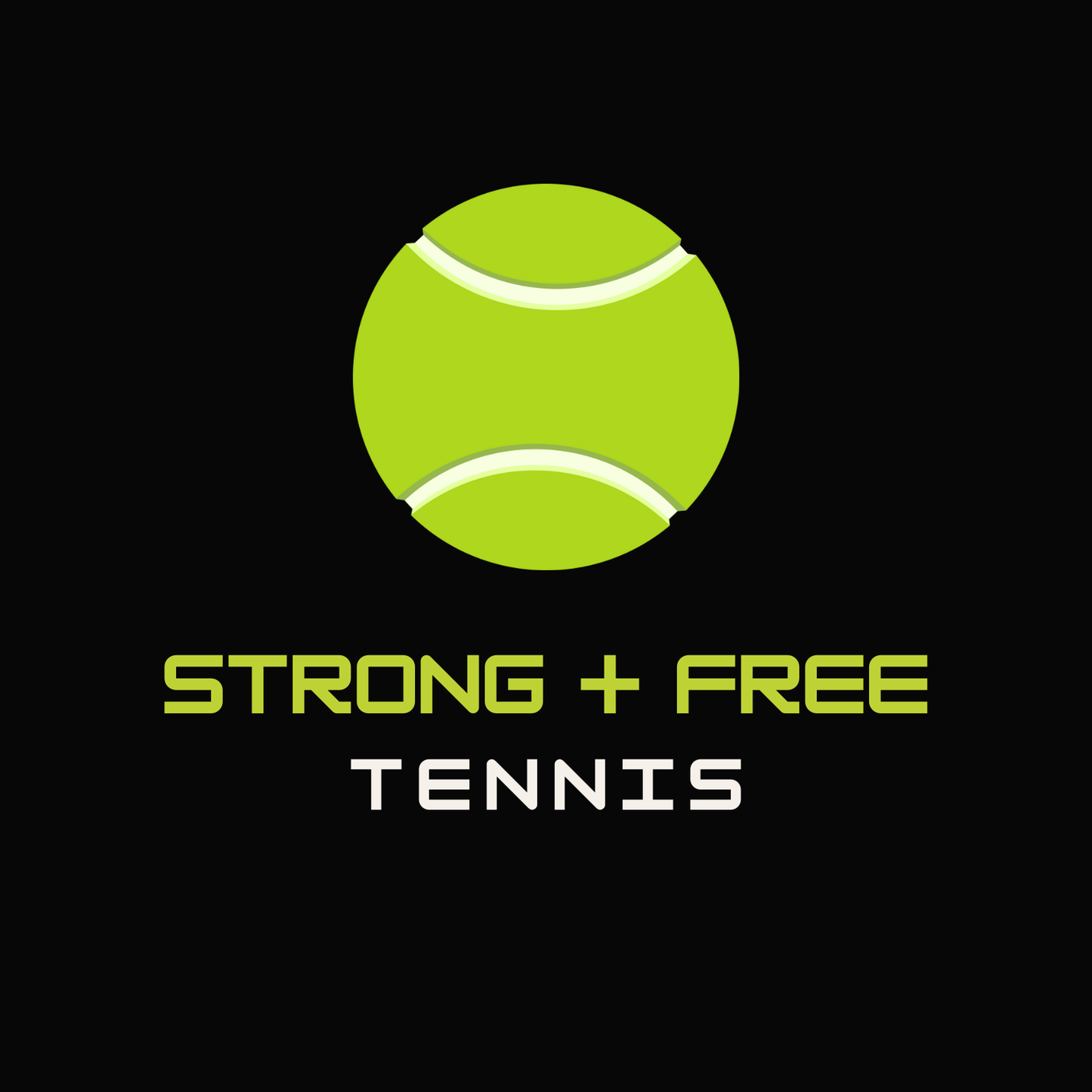Tennis tee, black. S+F custom tennis logo design, ball art I.
