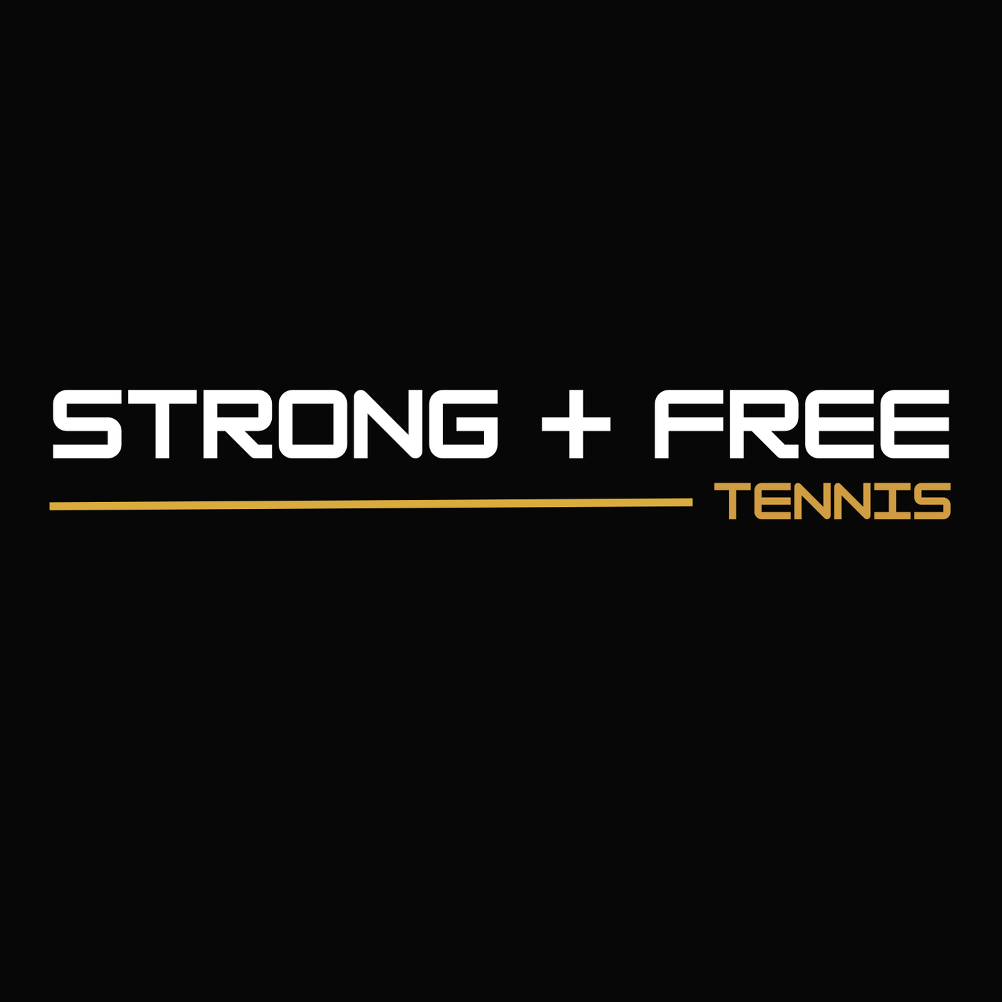 Tennis tee, black. S+F signature wordmark logo design.