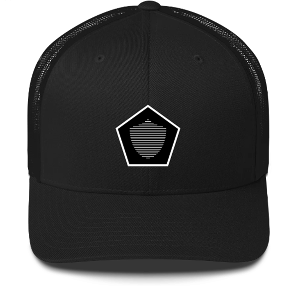 Trucker Cap, various colors. S+F signature shield logo design, reverse black pentagon.