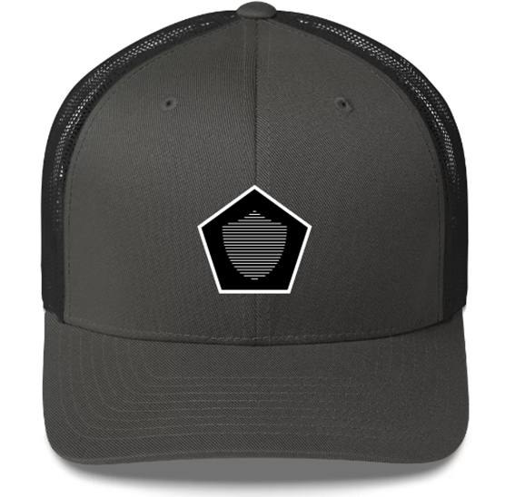Trucker Cap, various colors. S+F signature shield logo design, reverse black pentagon.