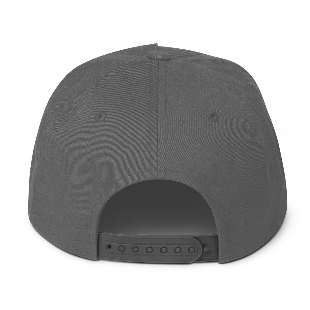 Flat Bill Cap, Grey. S+F White Typefont Logo Design.