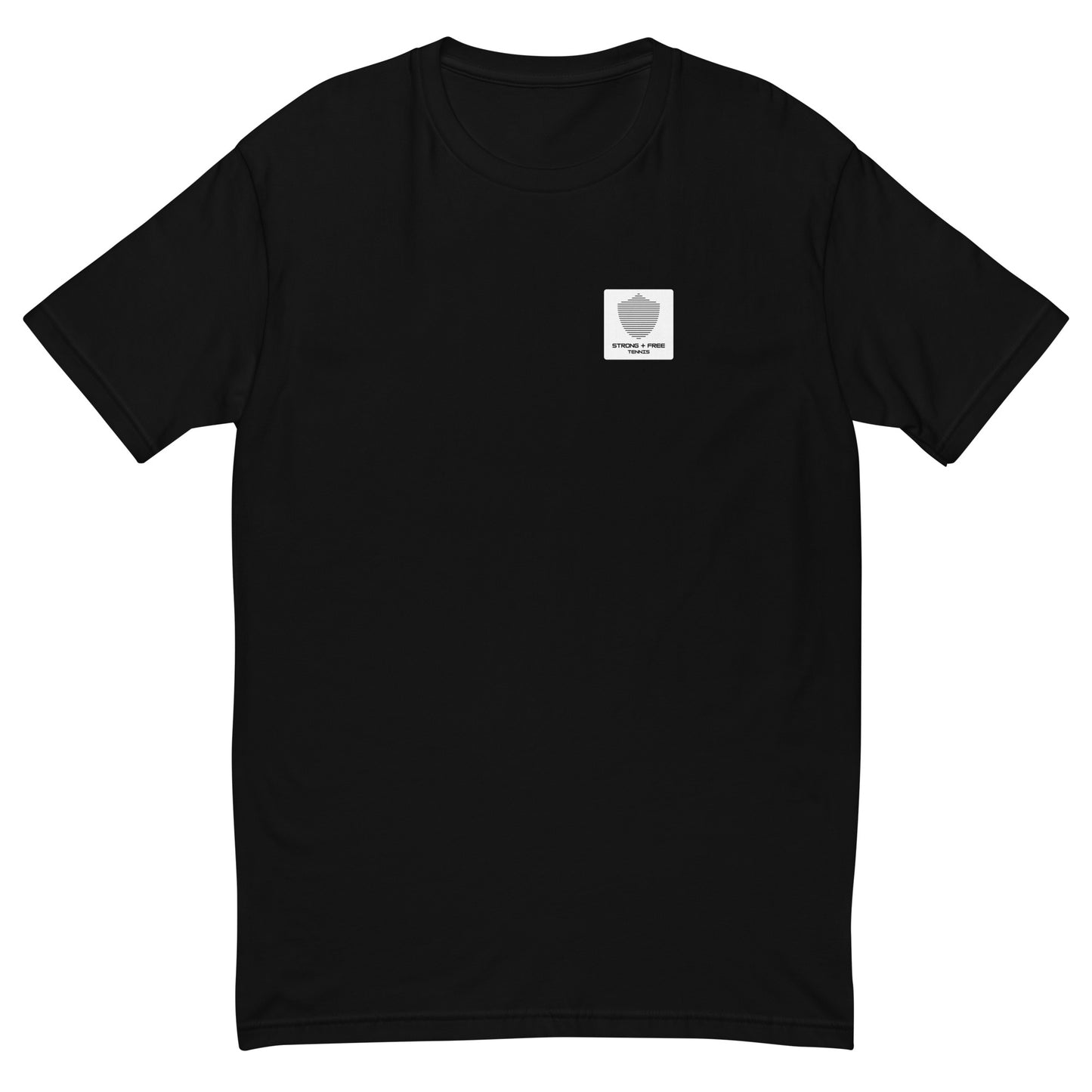 Tennis tee, various colors. S+F signature shield logo design, reverse white icon.