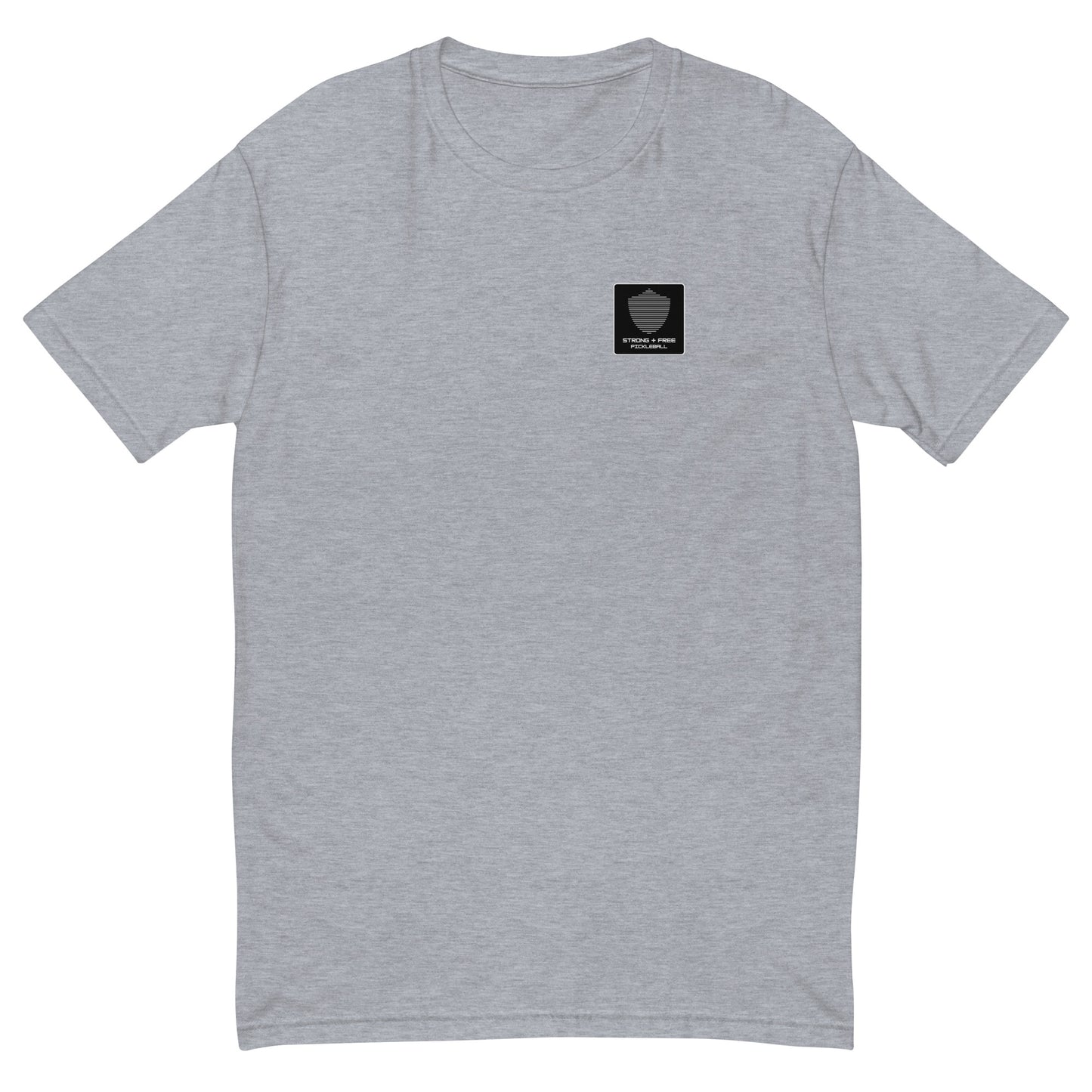 Men's tee, various colors. S+F signature shield logo design, reverse black icon.