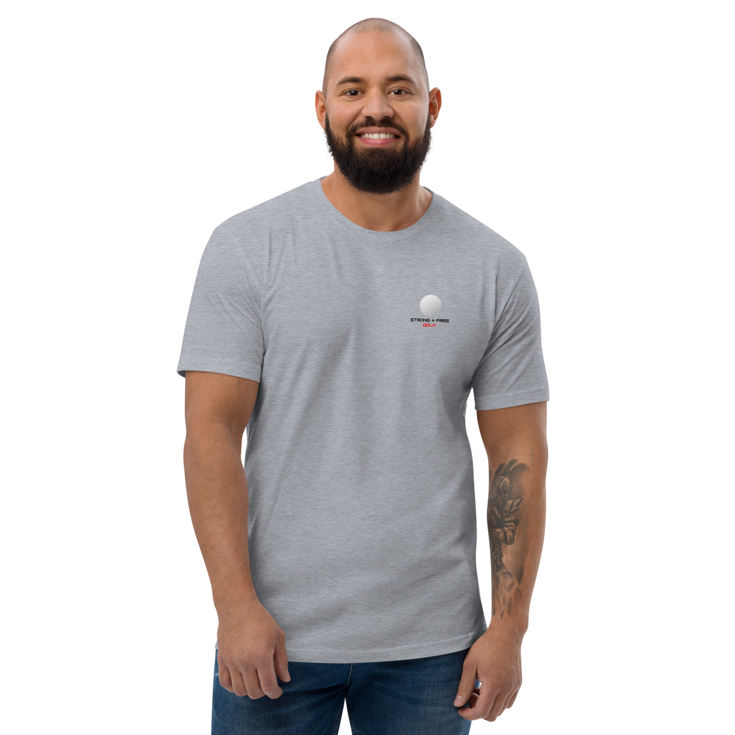 Men's golf tee, multiple colors. S+F custom logo design, digital golf I.