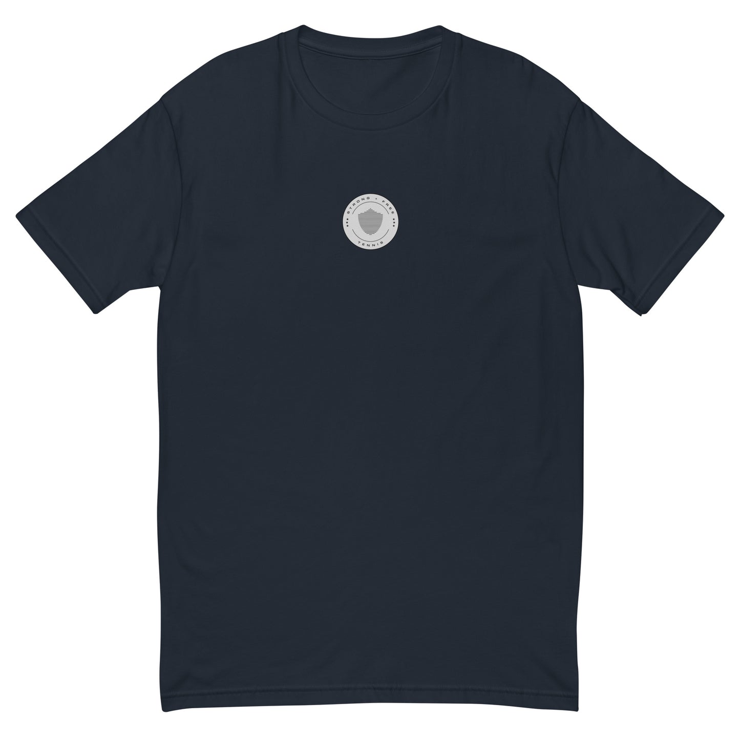 Tennis tee, various colors. S+F signature shield logo design, reverse grey crest.