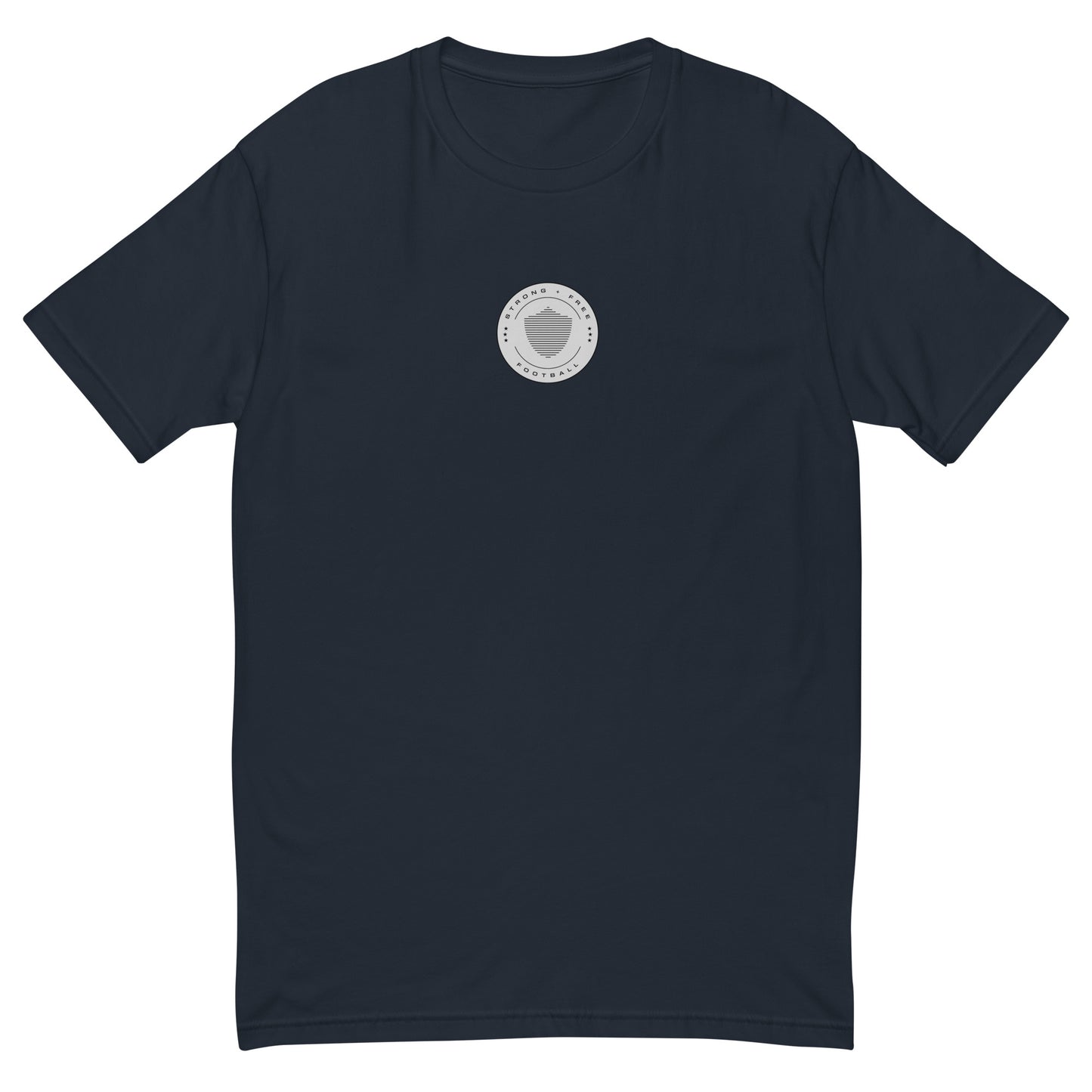 Men's football tee, various colors. S+F signature shield logo design, reverse grey crest.