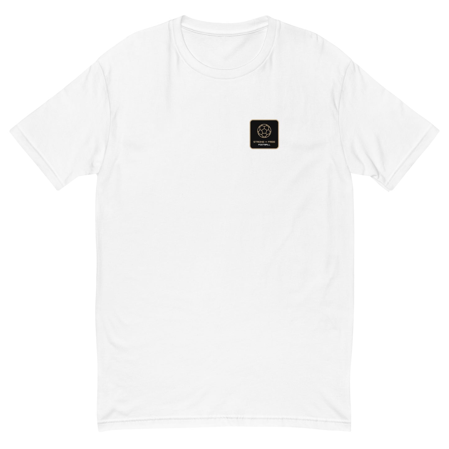 Football tee, various colors. S+F signature football logo design, reverse black icon.