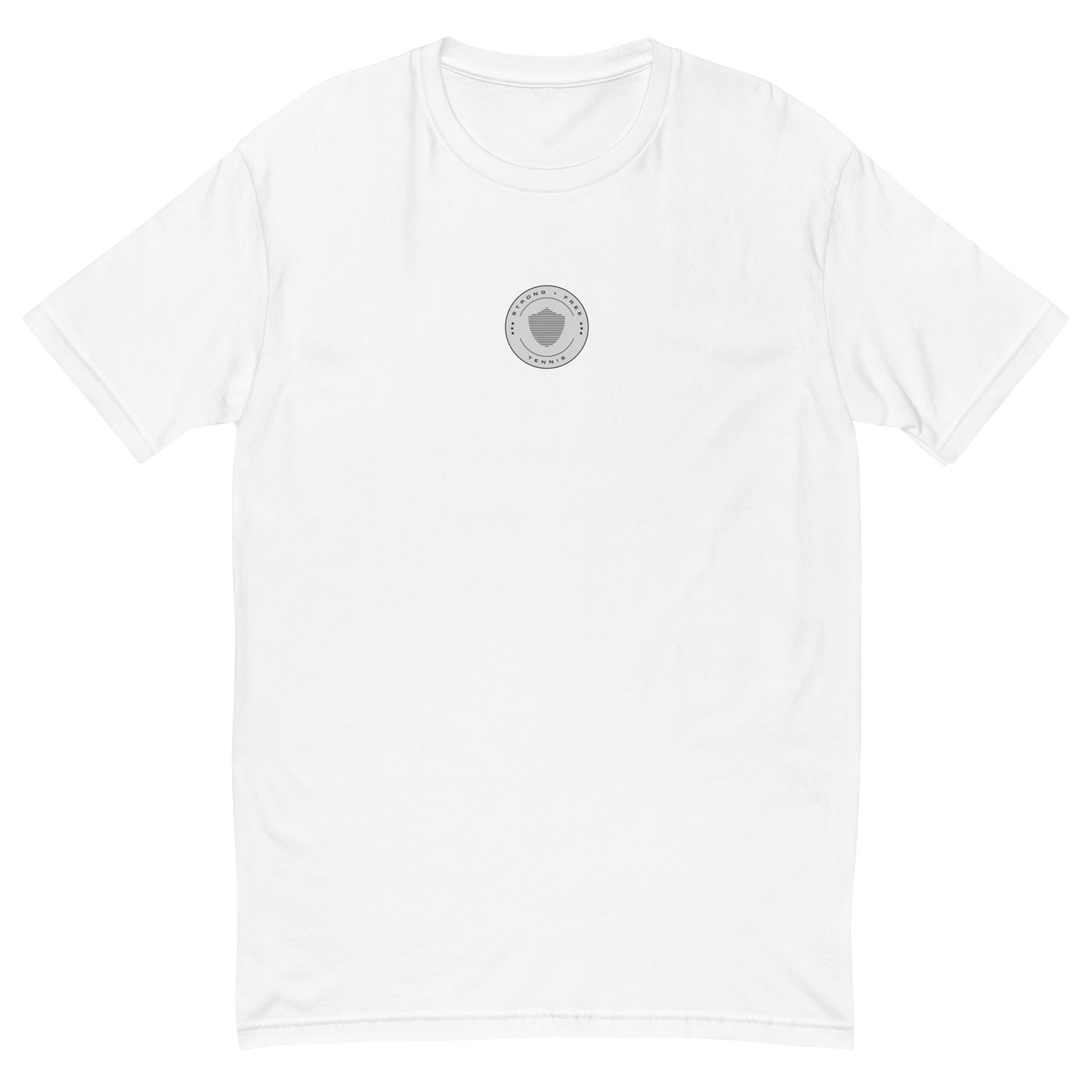 Tennis tee, various colors. S+F signature shield logo design, reverse grey crest.