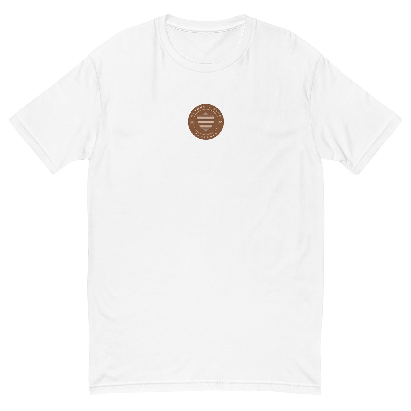 Men's baseball tee, various colors. S+F signature shield logo design, reverse brown crest.