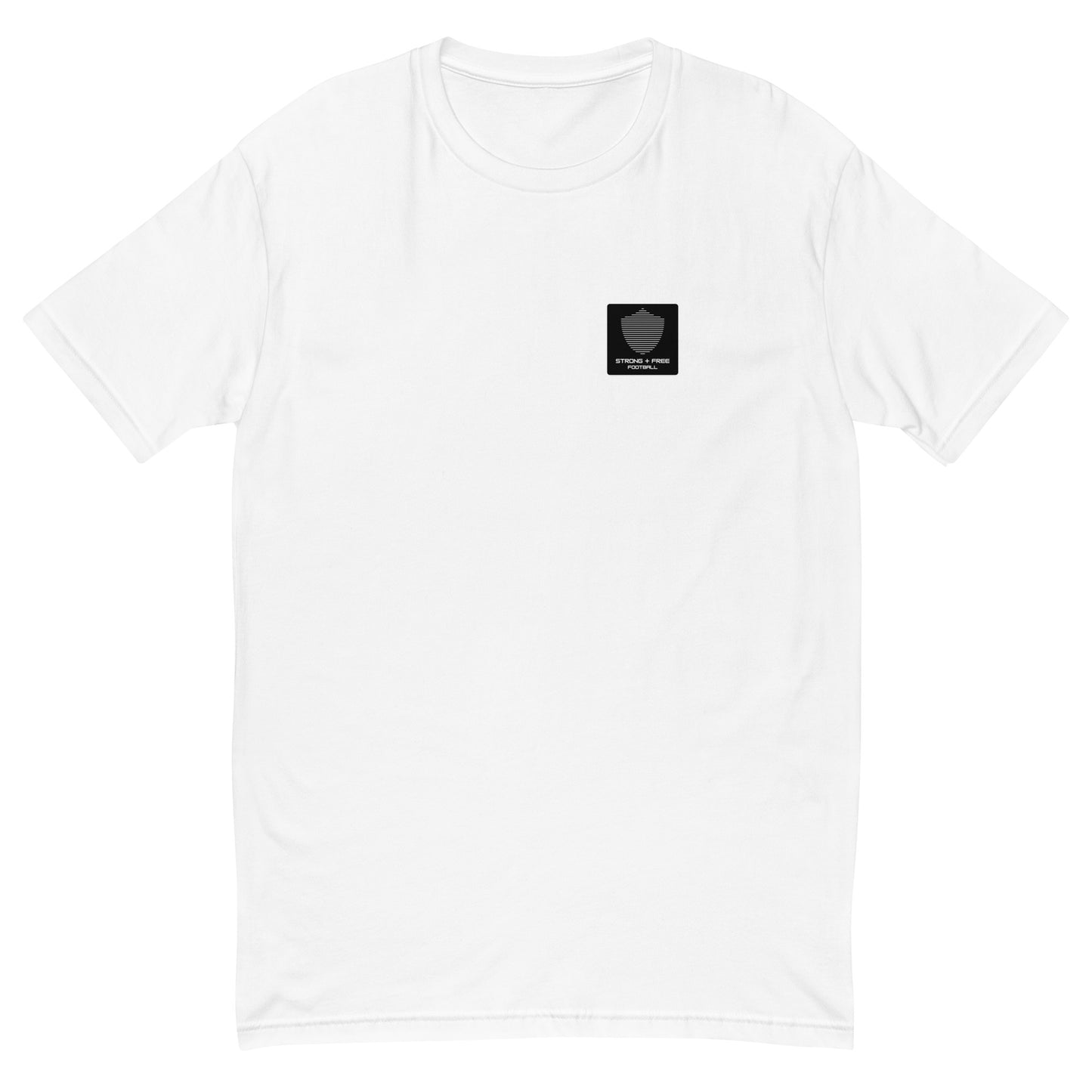 Men's football tee, various colors. S+F signature shield logo design, reverse black icon.