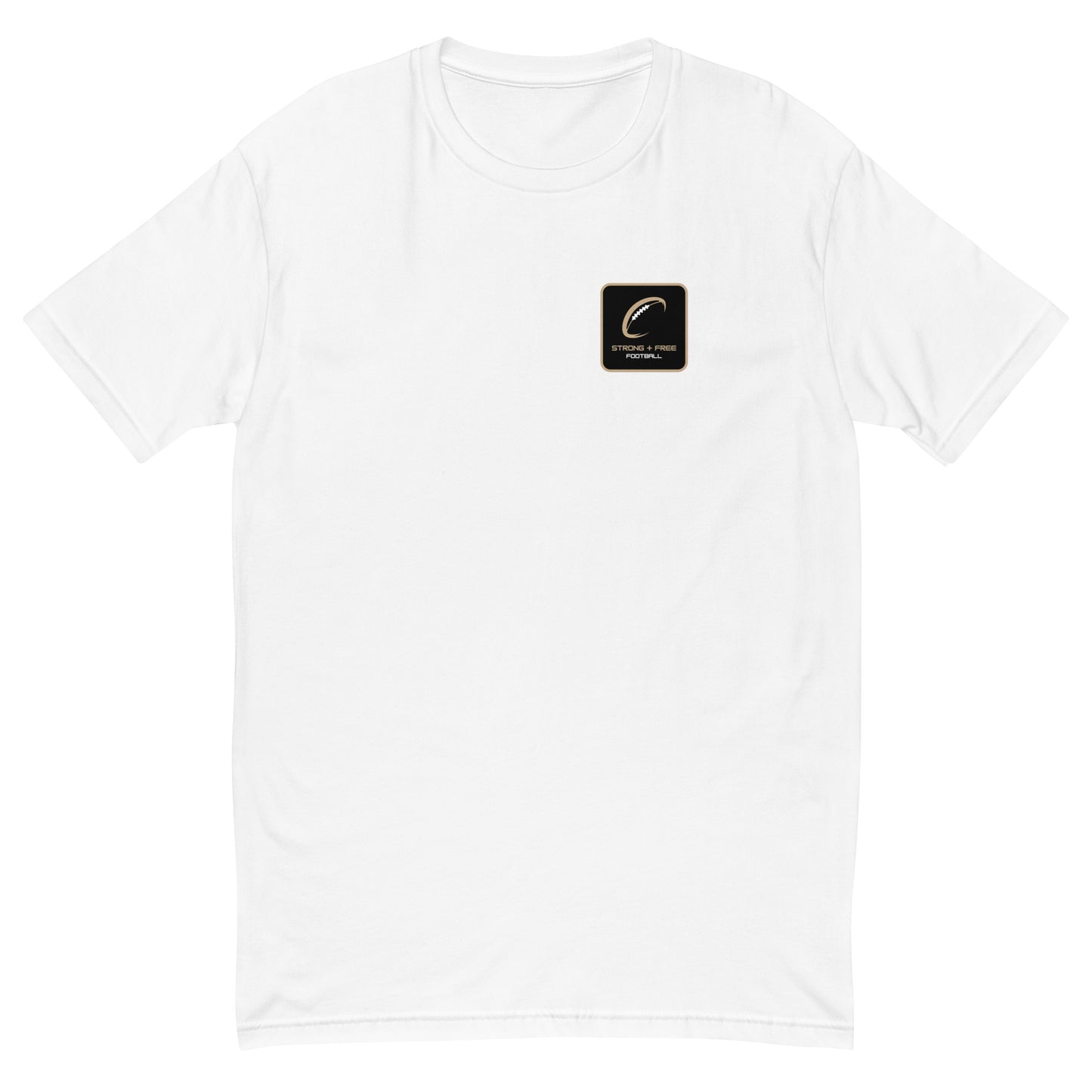 Men's football tee, various colors. S+F signature football logo design, reverse black icon.