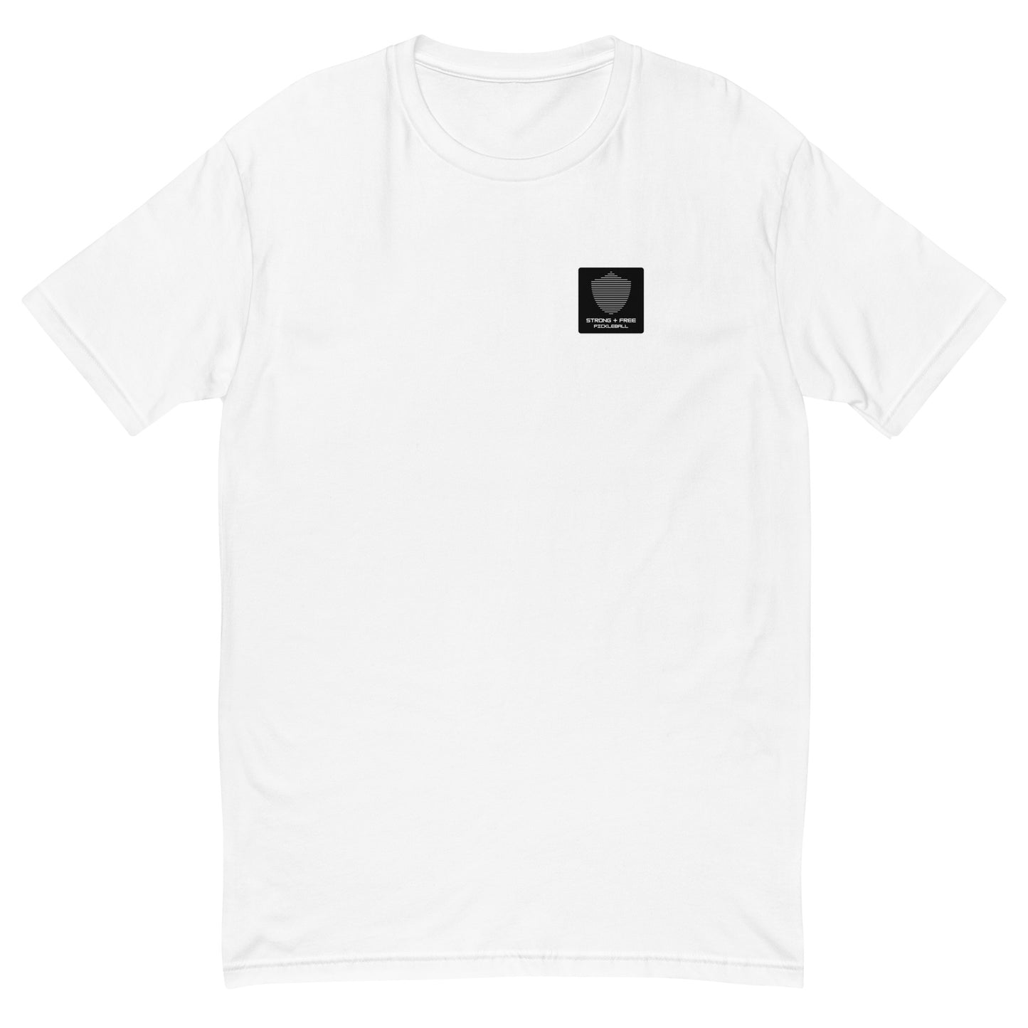 Men's tee, various colors. S+F signature shield logo design, reverse black icon.