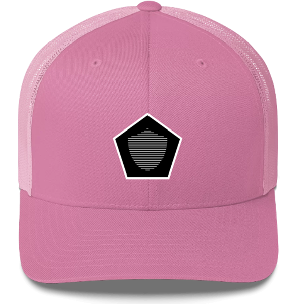 Trucker Cap, various colors. S+F signature shield logo design, reverse black pentagon.