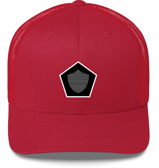 Trucker Cap, various colors. S+F signature shield logo design, reverse black pentagon.