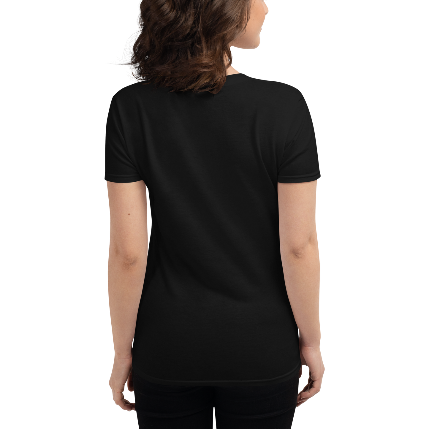 Women's short sleeve t-shirt, black/navy/grey colors. S+F signature pickleball logo design.