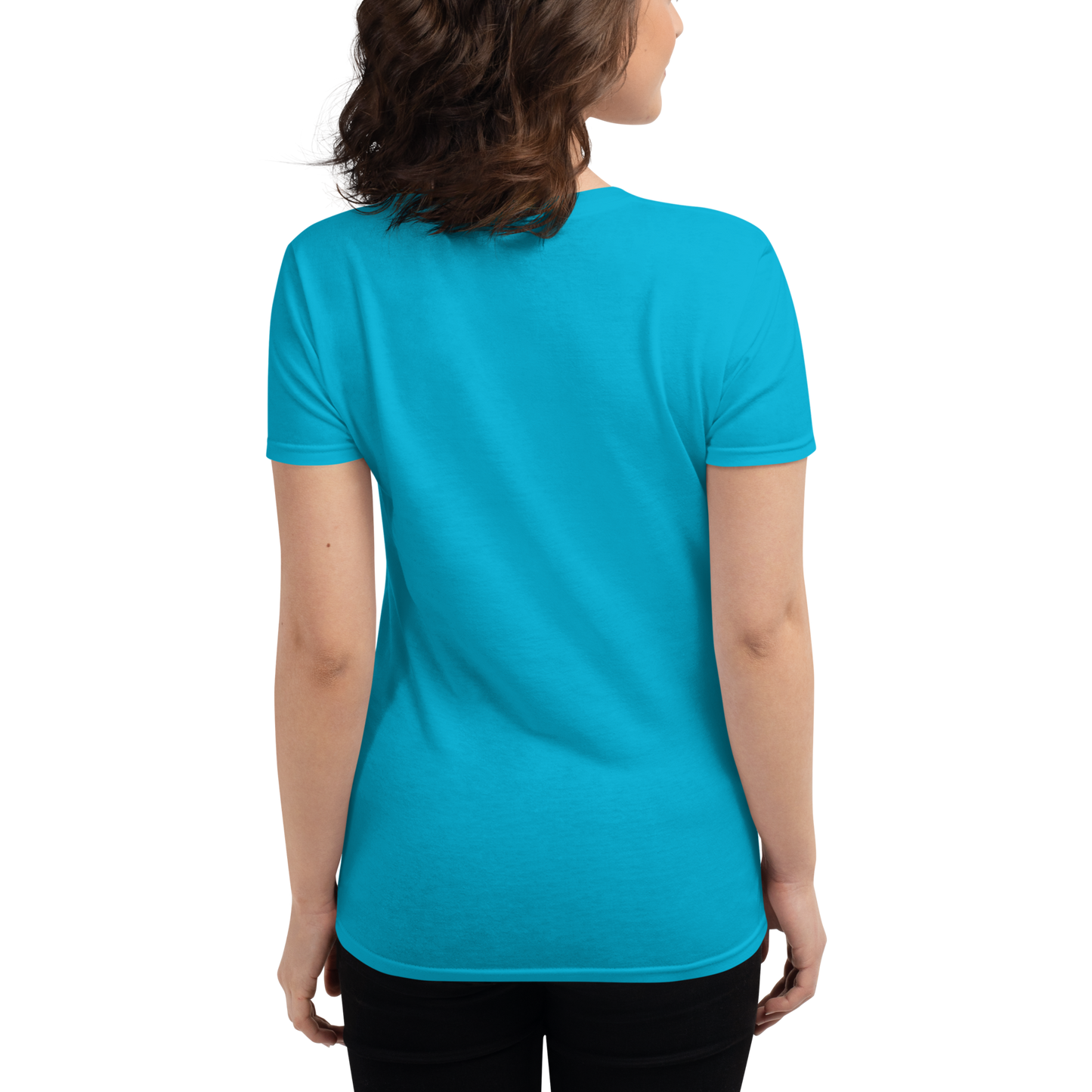 Women's short sleeve t-shirt, various colors. S+F custom pickleball logo design, black crest.