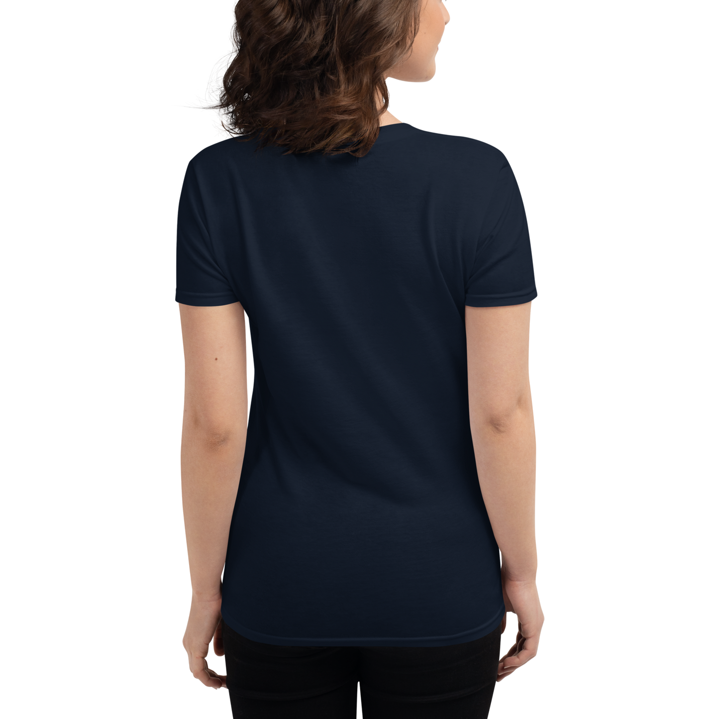 Women's short sleeve t-shirt, black/navy/grey colors. S+F signature shield logo design II.