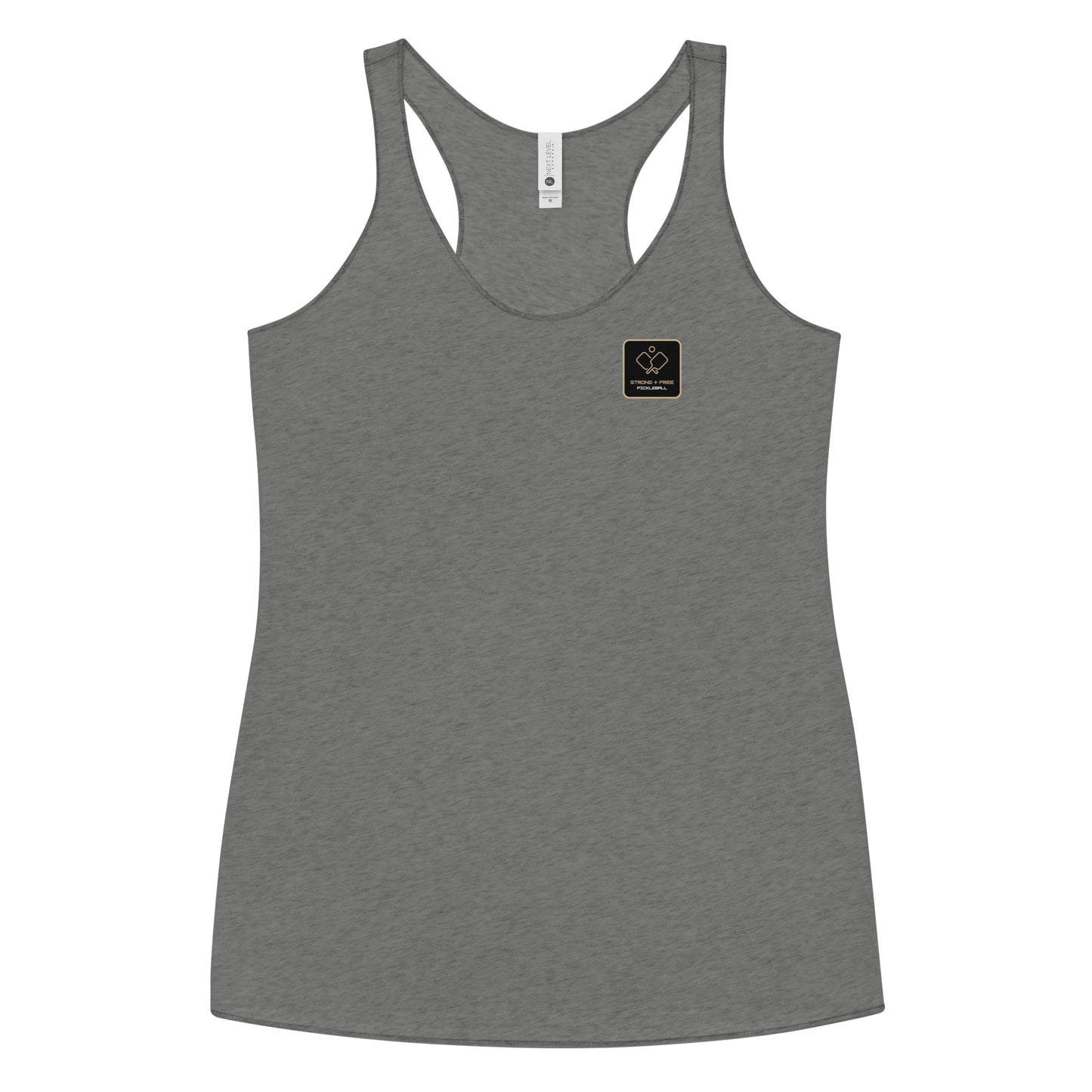Women's Racerback Tank, various colors. S+F signature pickleball logo design, reverse black icon.