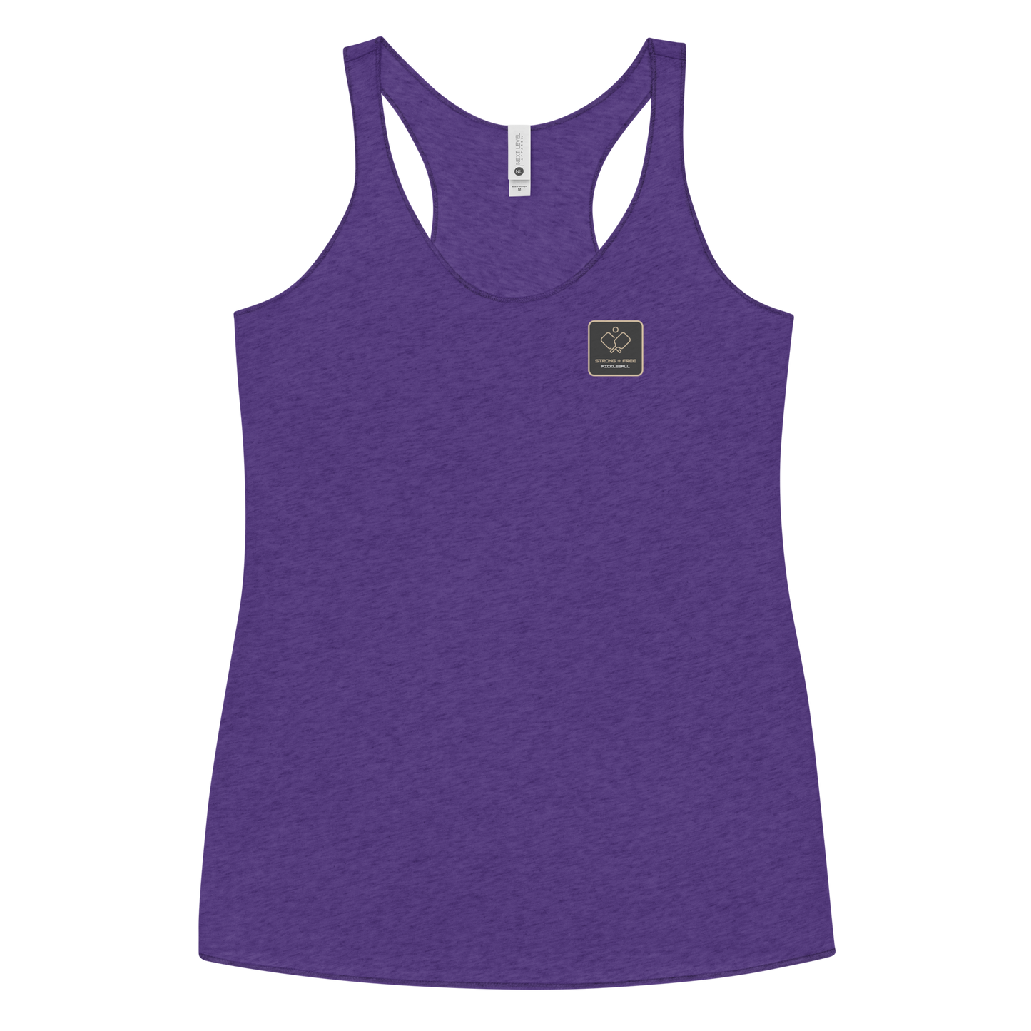 Women's Racerback Tank, various colors. S+F signature pickleball logo design, reverse black icon.