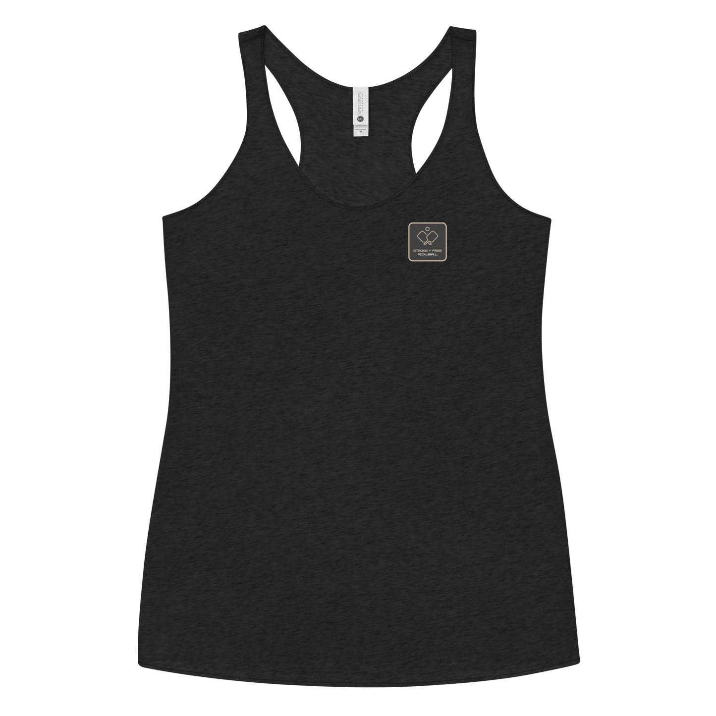 Women's Racerback Tank, various colors. S+F signature pickleball logo design, reverse black icon.