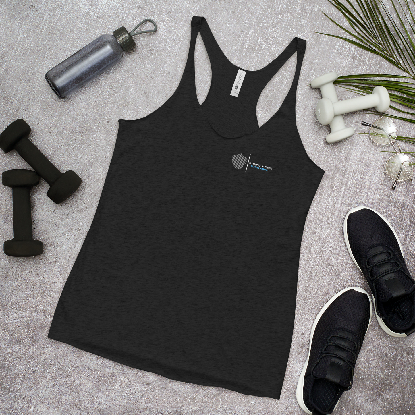 Women's Racerback Tank, various colors. S+F signature shield logo design II.