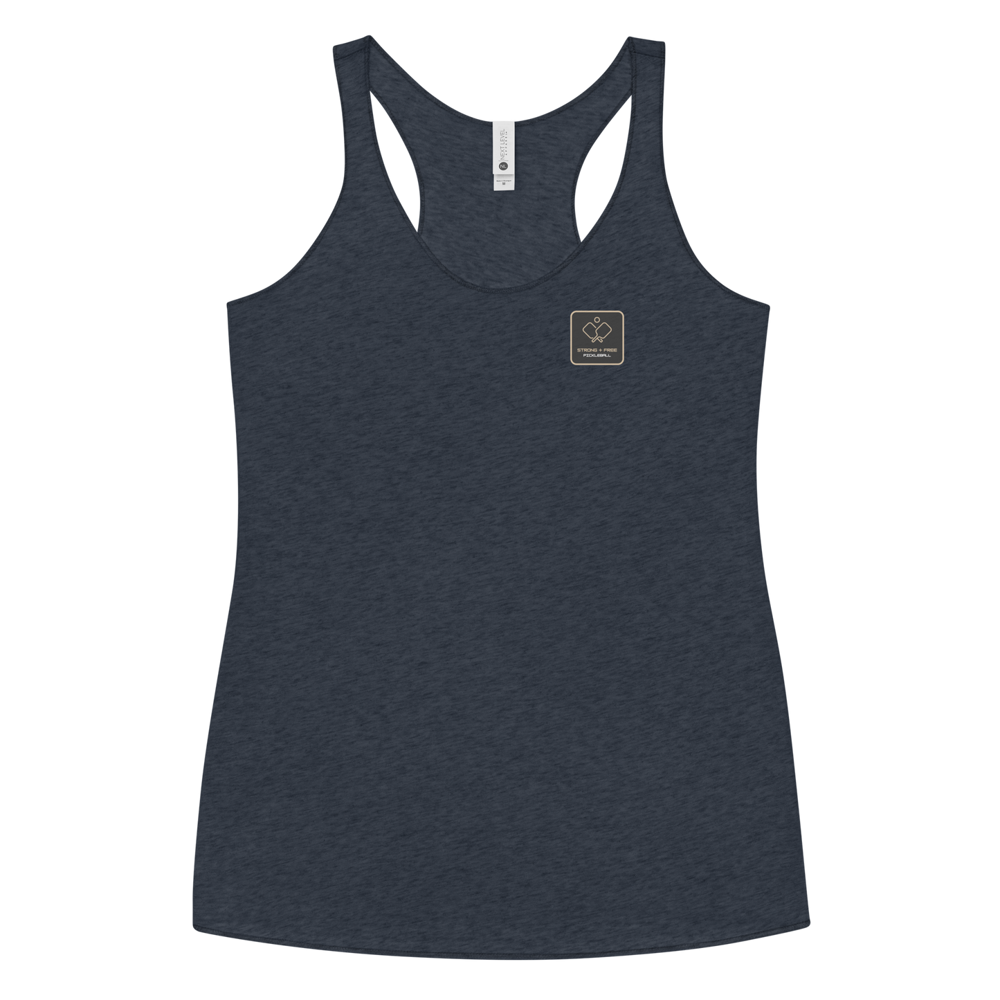 Women's Racerback Tank, various colors. S+F signature pickleball logo design, reverse black icon.