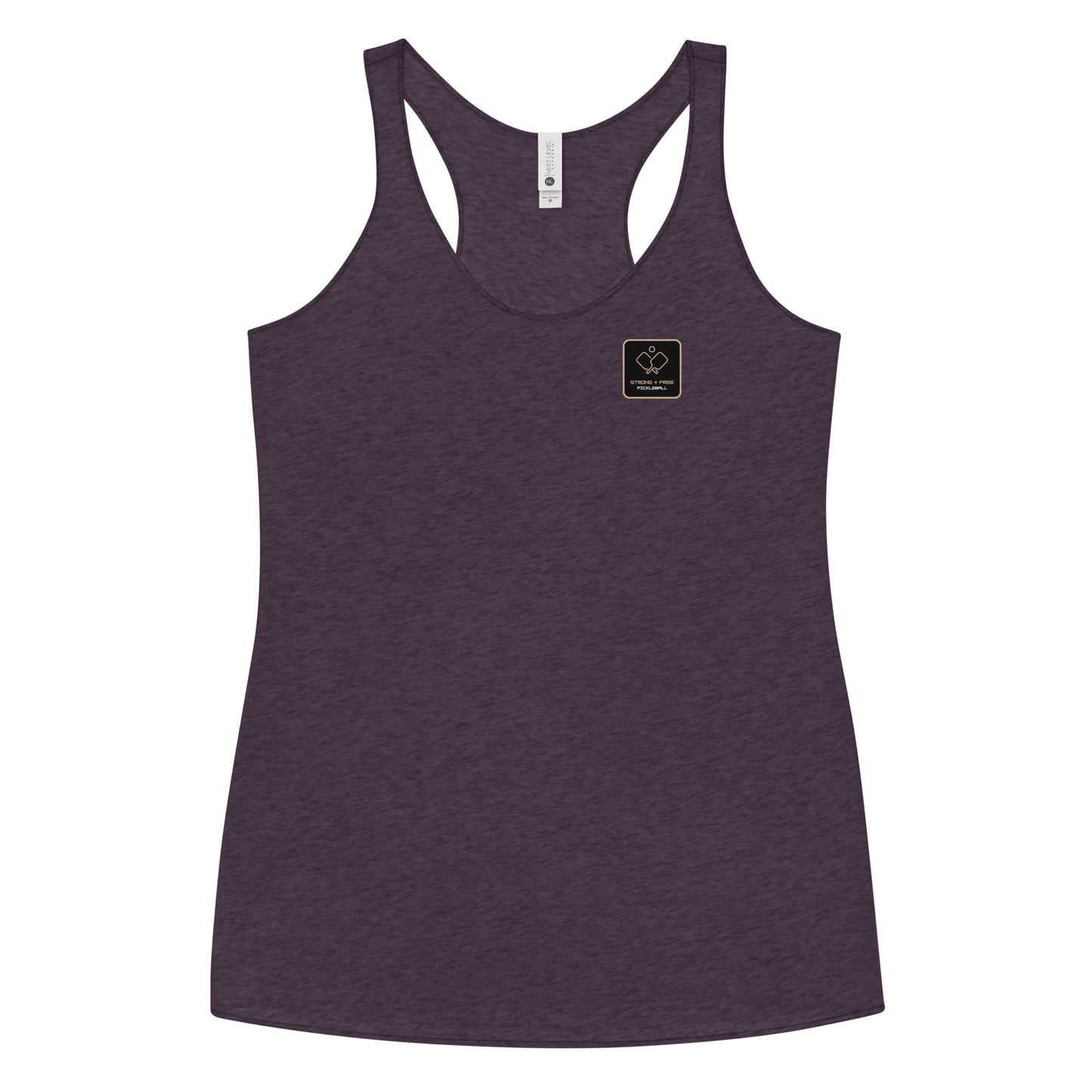 Women's Racerback Tank, various colors. S+F signature pickleball logo design, reverse black icon.