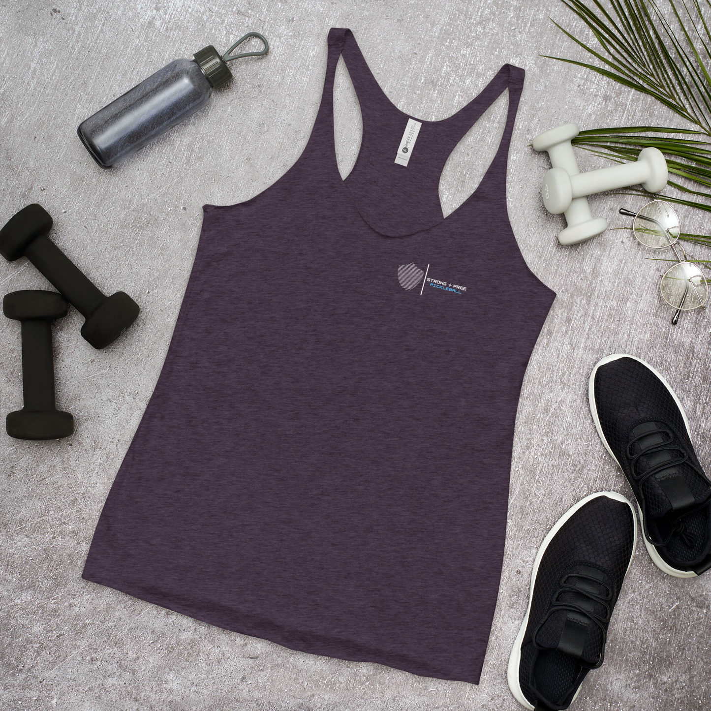 Women's Racerback Tank, various colors. S+F signature shield logo design II.