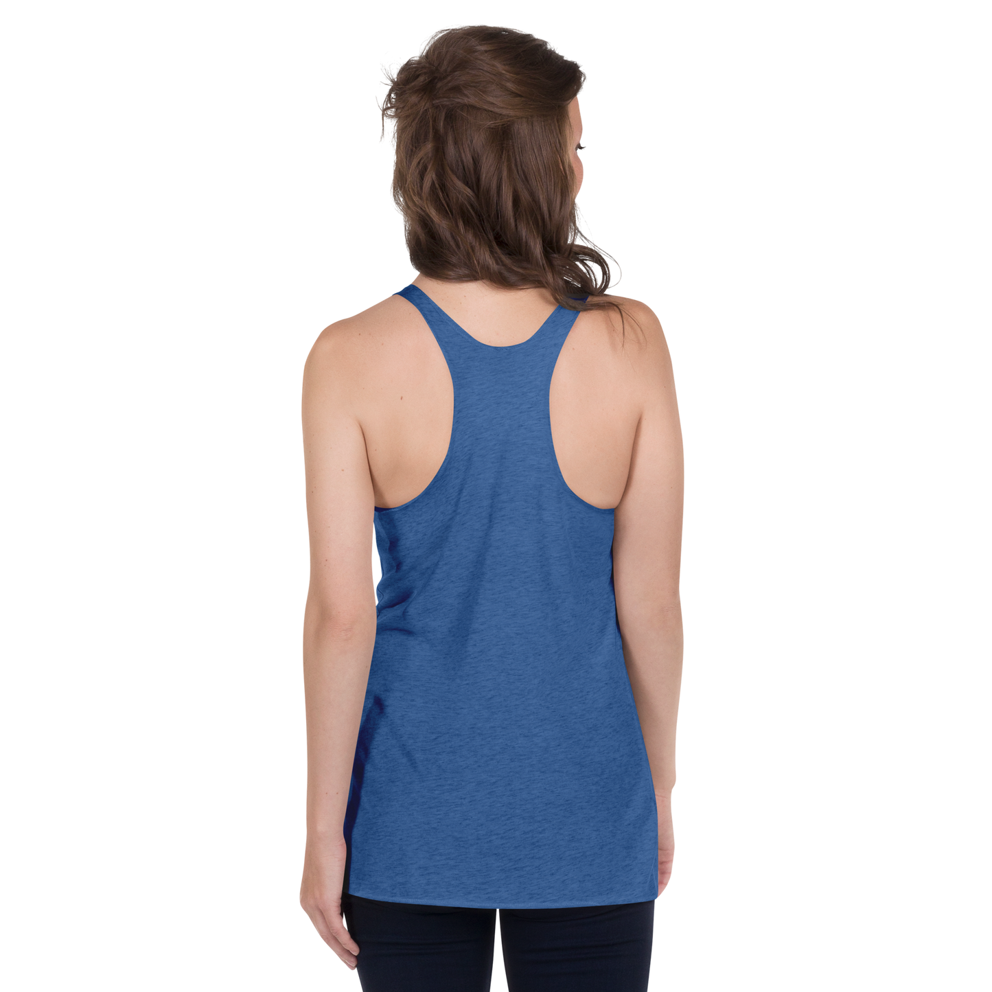 Women's Racerback Tank, various colors. S+F signature shield logo design, reverse white icon.