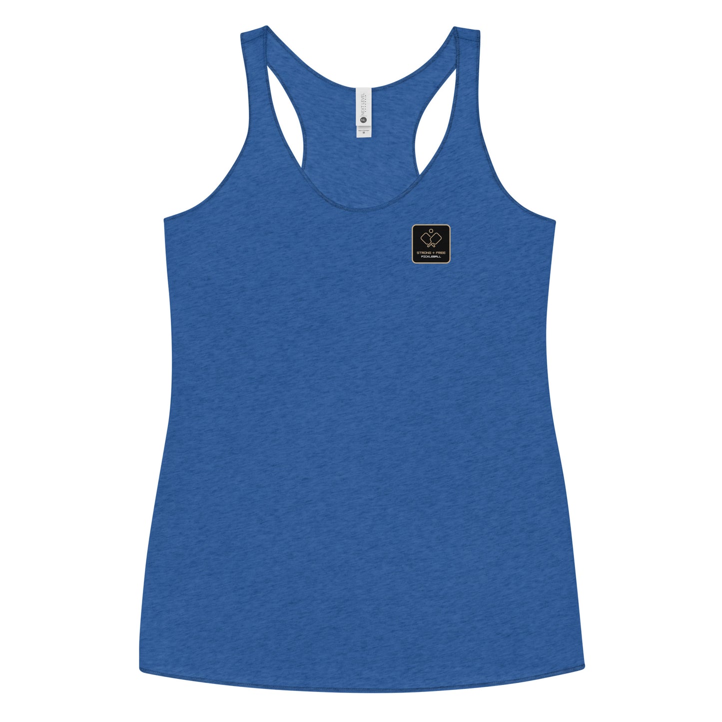 Women's Racerback Tank, various colors. S+F signature pickleball logo design, reverse black icon.