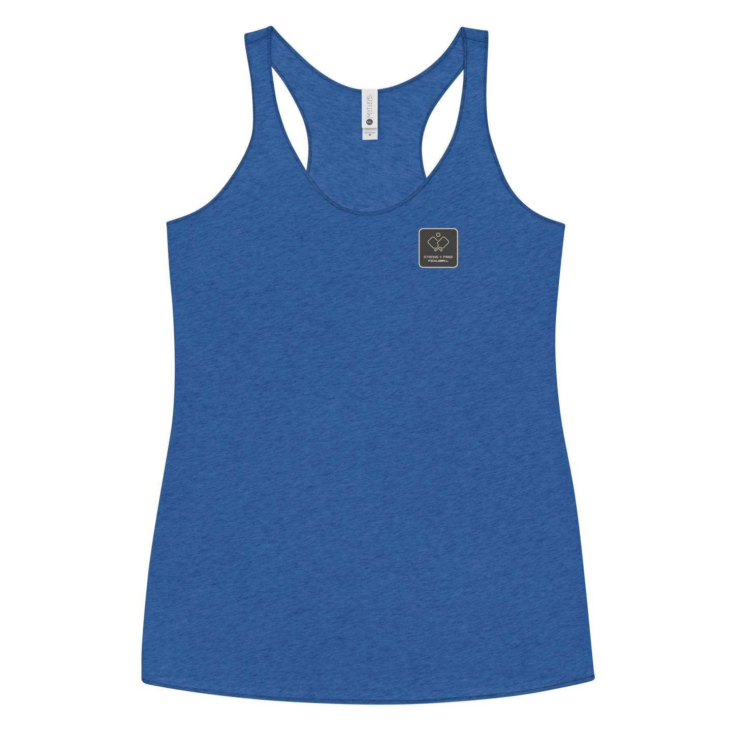 Women's Racerback Tank, various colors. S+F signature pickleball logo design, reverse black icon.