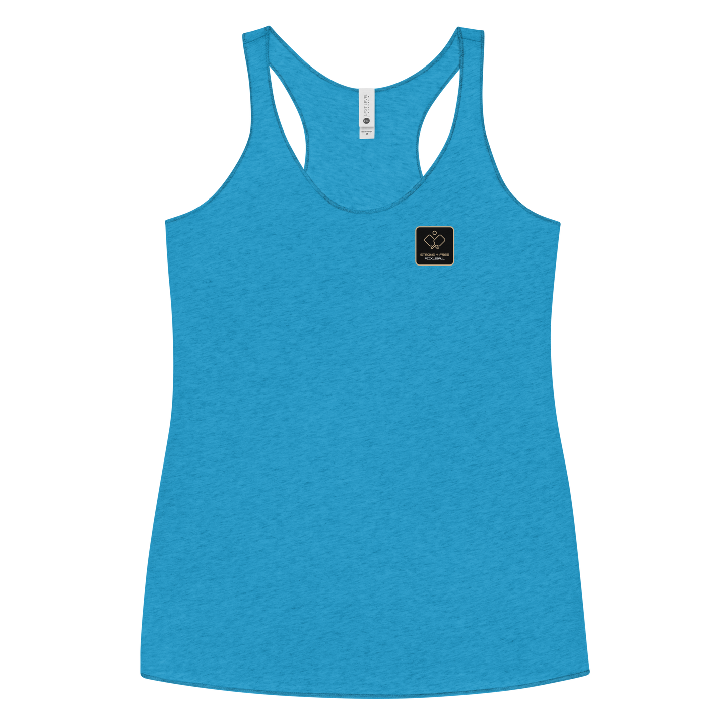 Women's Racerback Tank, various colors. S+F signature pickleball logo design, reverse black icon.