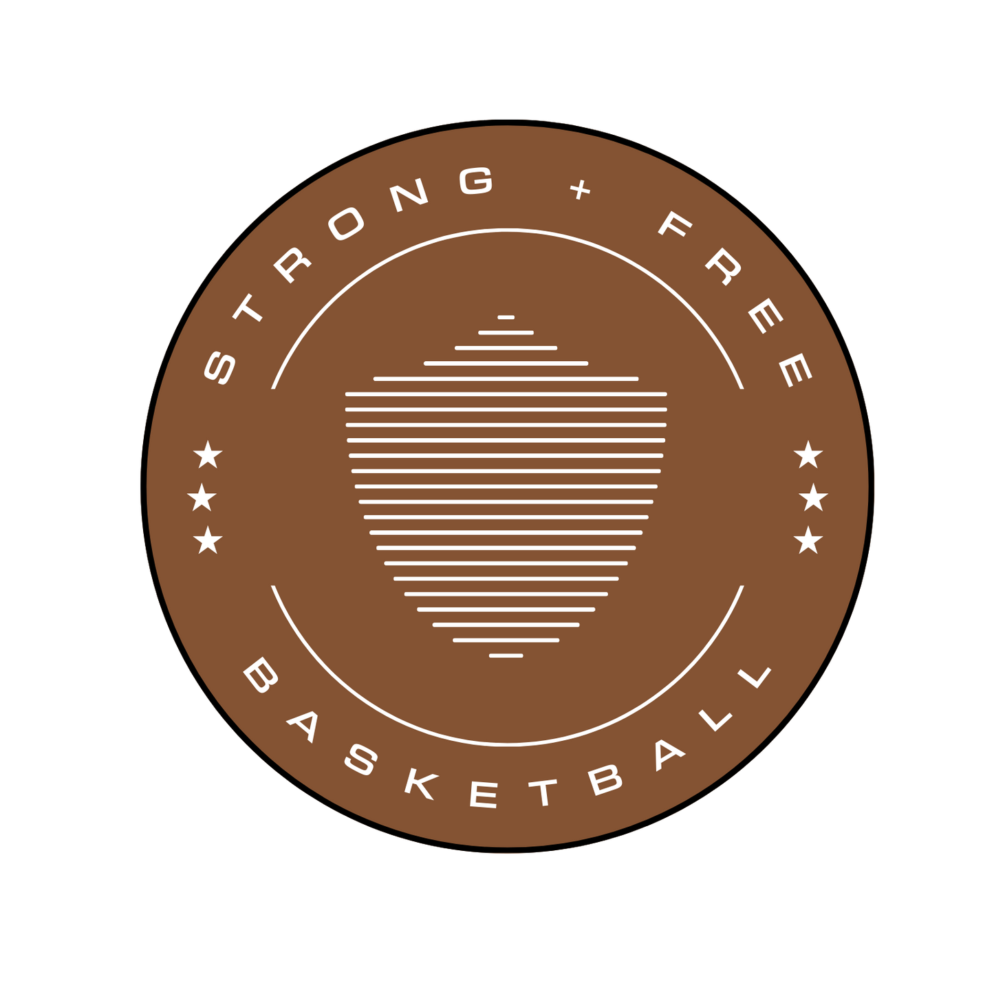 Men's basketball tee, various colors. S+F signature shield logo design, reverse brown crest.