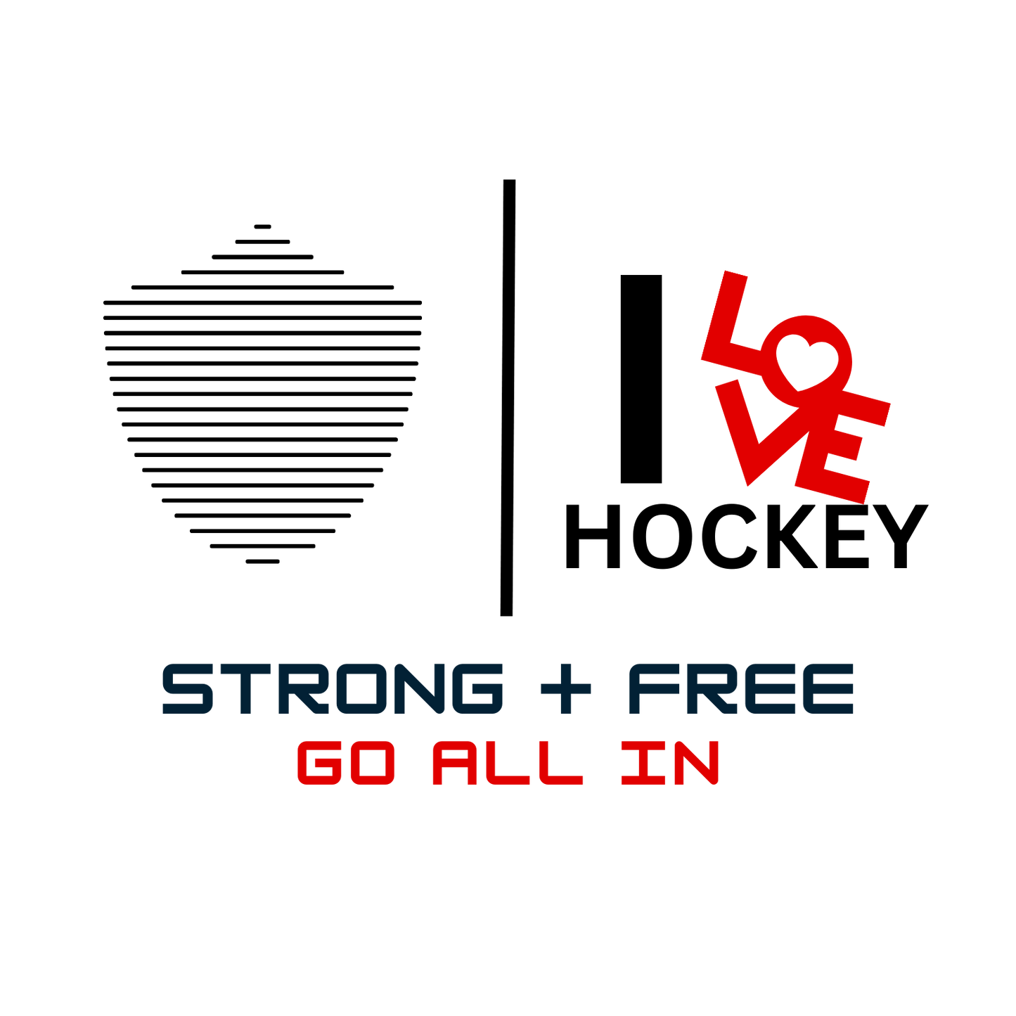 Men's hockey tee, white. S+F custom logo design, hockey love II.