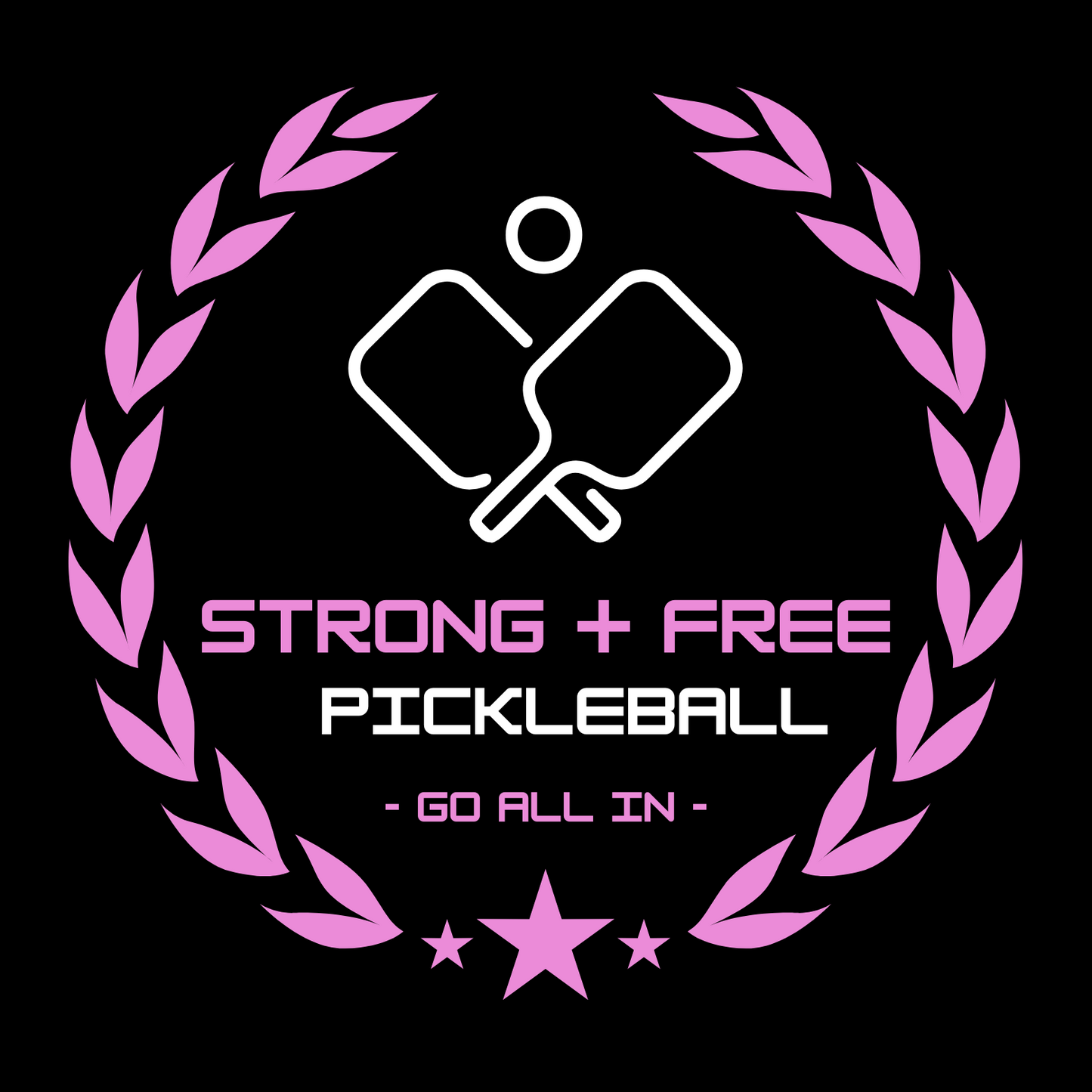 Women's short sleeve t-shirt, various colors. S+F custom pickleball logo design, pink crest.