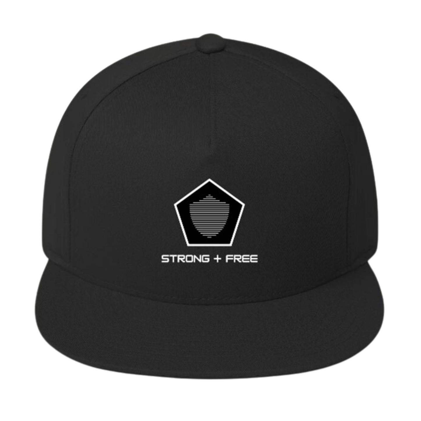 Flat Bill Cap, various colors. S+F signature shield logo design, reverse black pentagon crest.