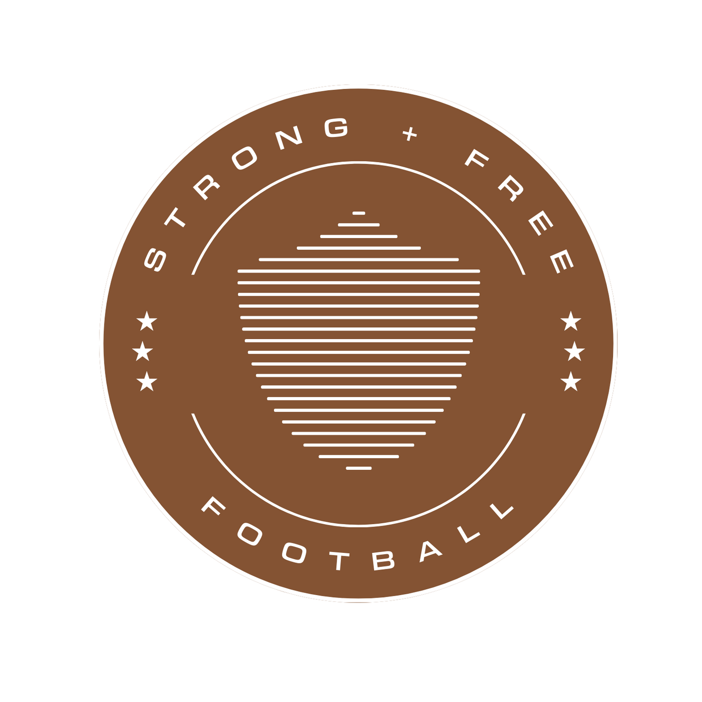 Men's football tee, various colors. S+F signature shield logo design, reverse brown crest.