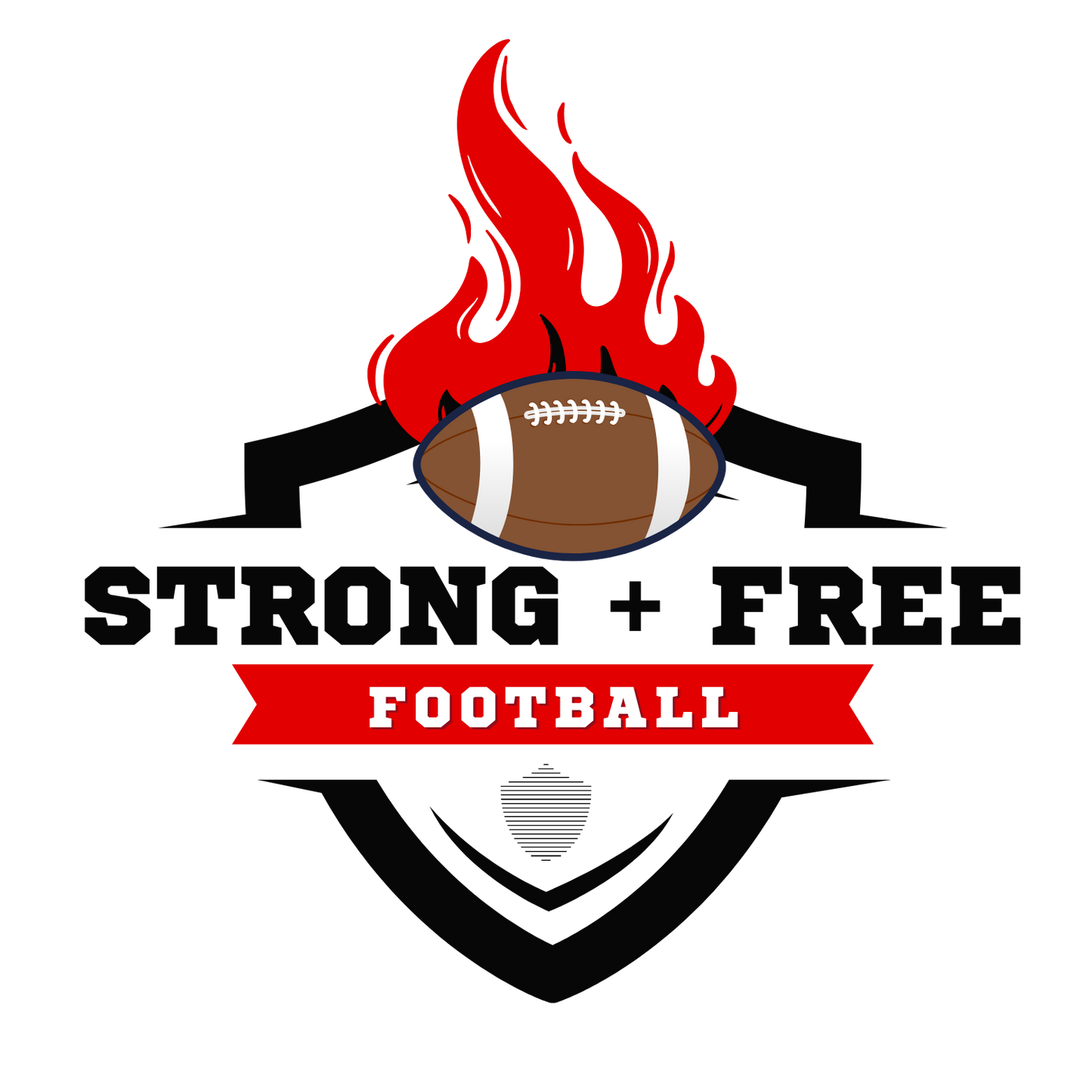 Football tee, white. S+F graphic football logo design II.