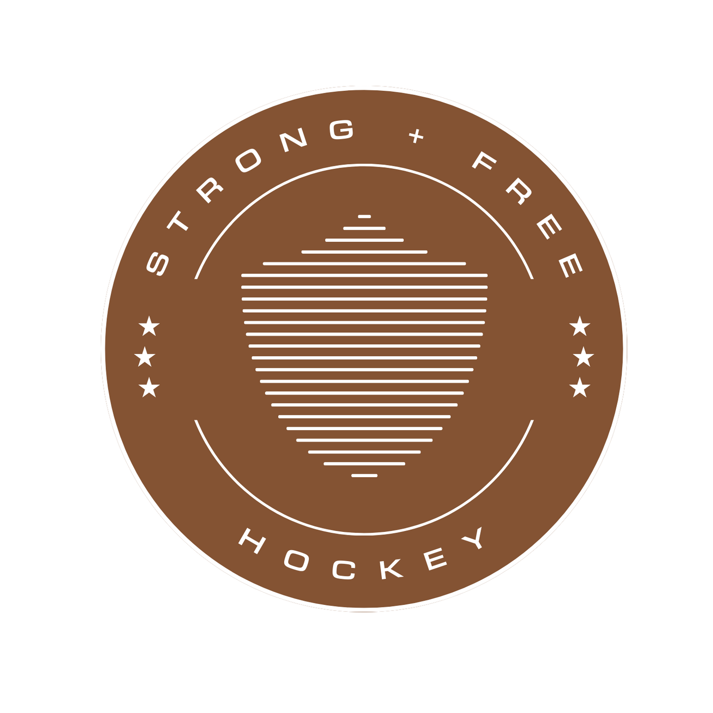 Men's hockey tee, various colors. S+F signature shield logo design, reverse brown crest.