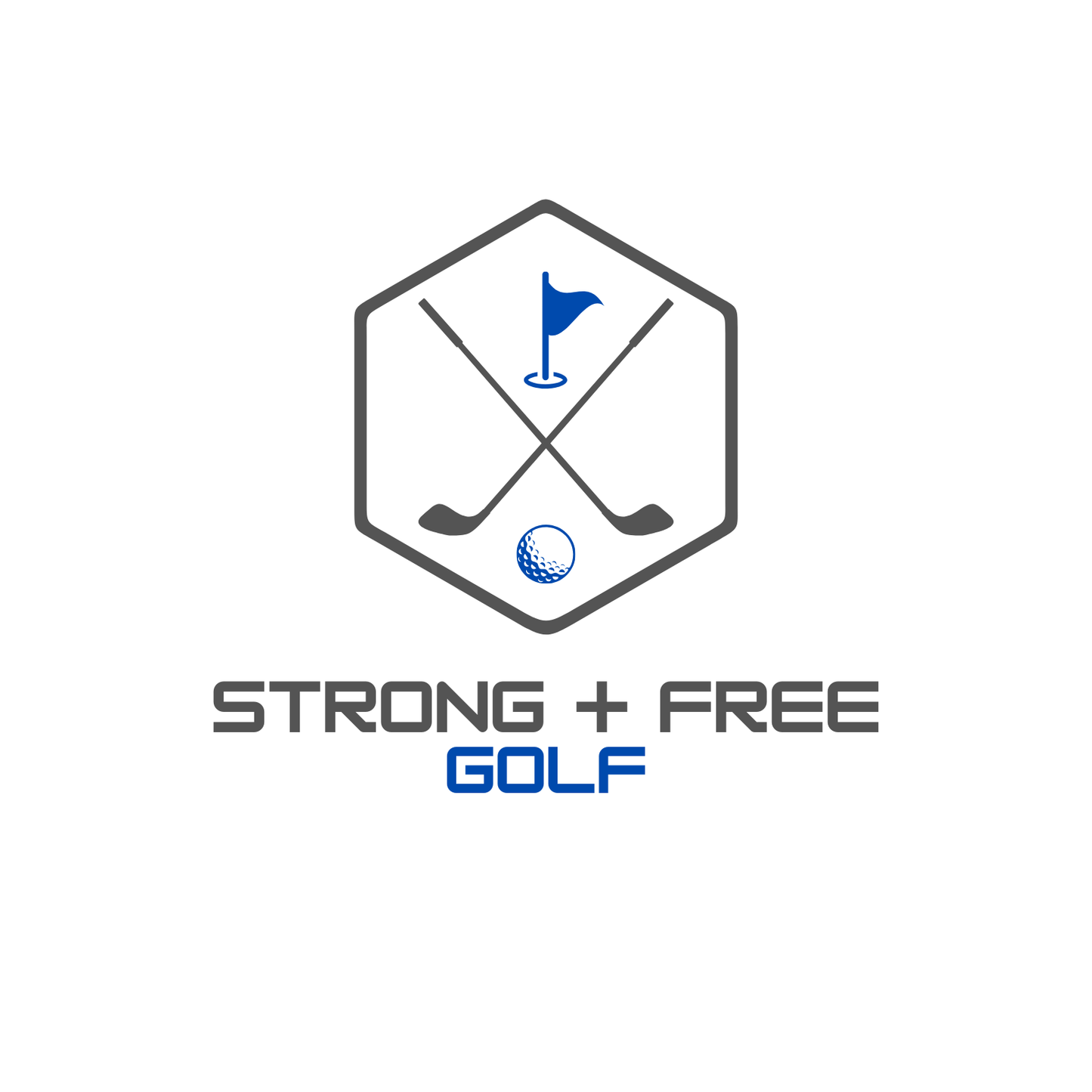 Men's golf tee, white. S+F custom logo design, golf crest V.