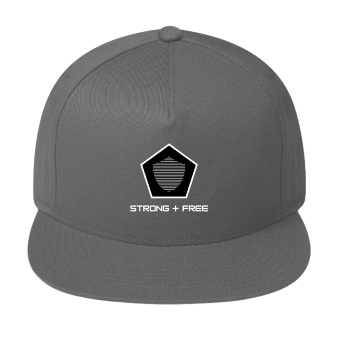 Flat Bill Cap, various colors. S+F signature shield logo design, reverse black pentagon crest.